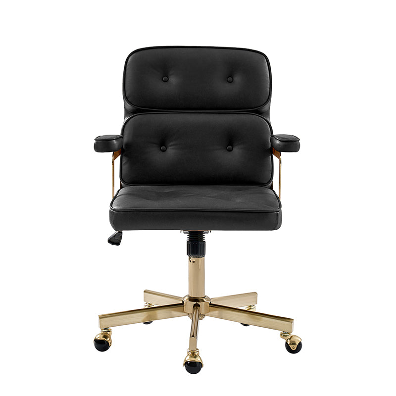 Denise Upholstered Swivel Office Chair - Ergonomic Executive Desk Chair with Adjustable Height & Lumbar Support - Perfect for Home Office, Gaming & Conference Rooms