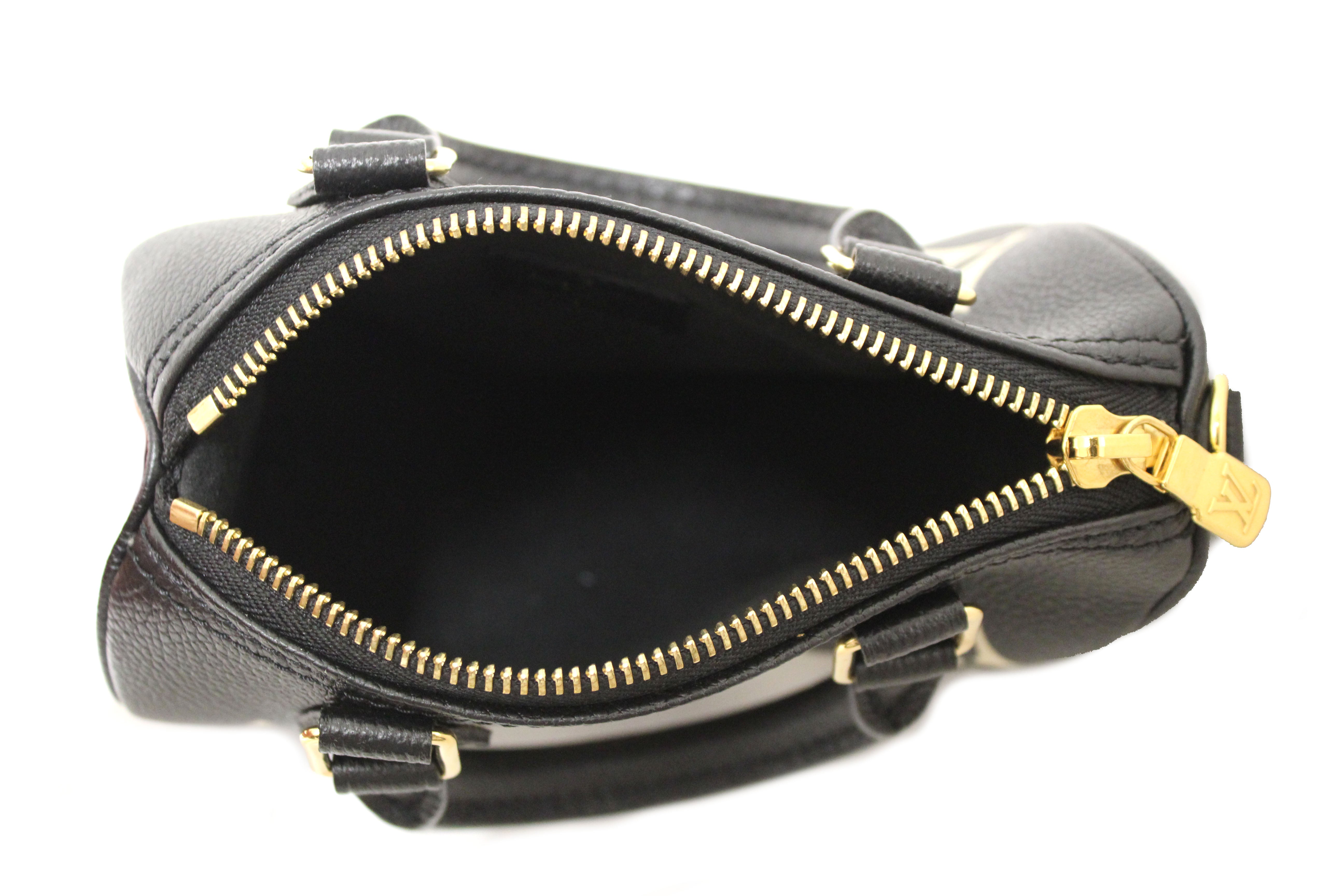 Authentic Louis Vuitton Monogram Black Empreinte Leather Nano Speedy Crossbody Bag - Luxury Designer Handbag for Women, Perfect for Everyday Use, Travel & Special Occasions