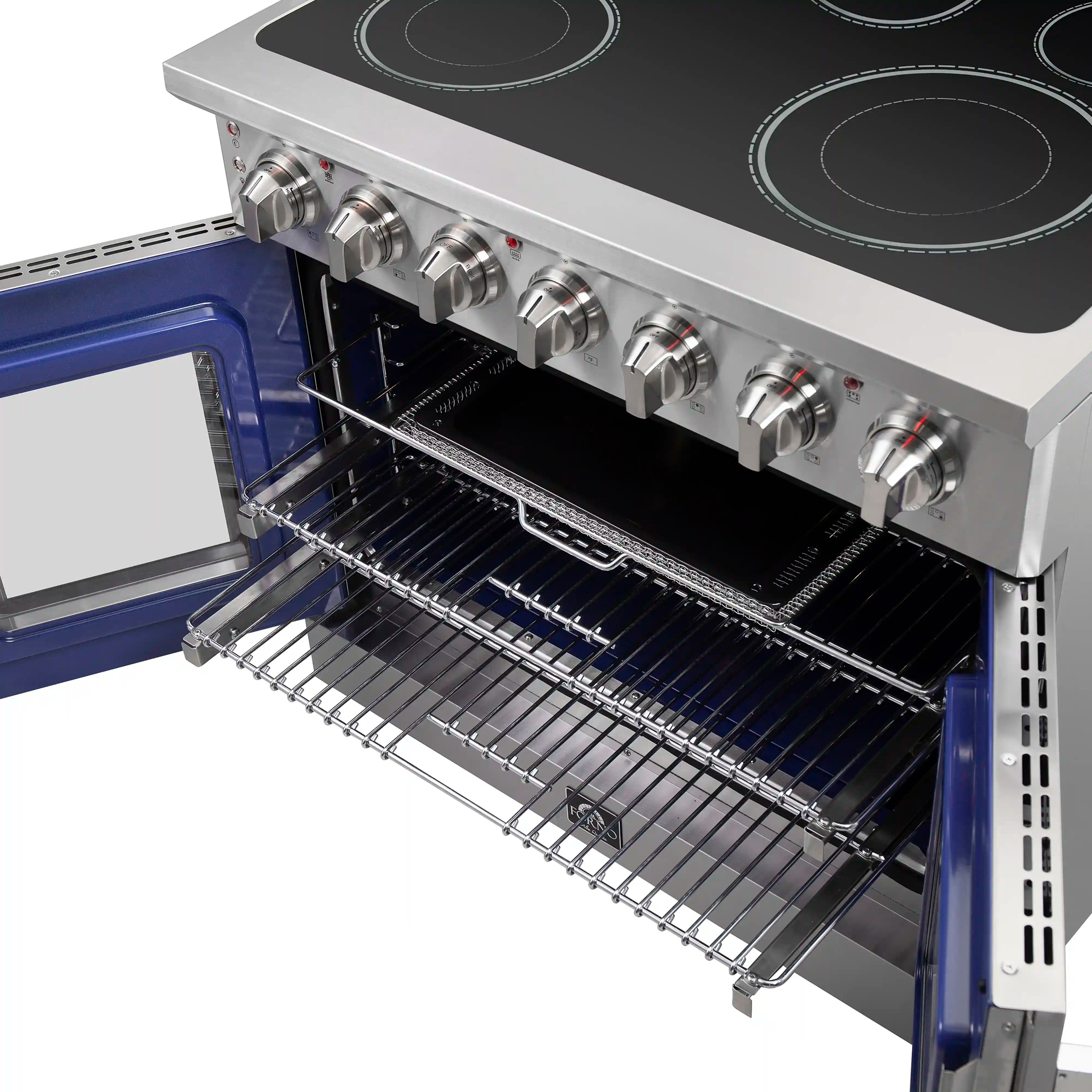Forno Massimo 36 Inch Freestanding French Door Electric Range - Stainless Steel (FFSEL6955 36) | Professional Kitchen Appliance for Home Chefs & Modern Cooking