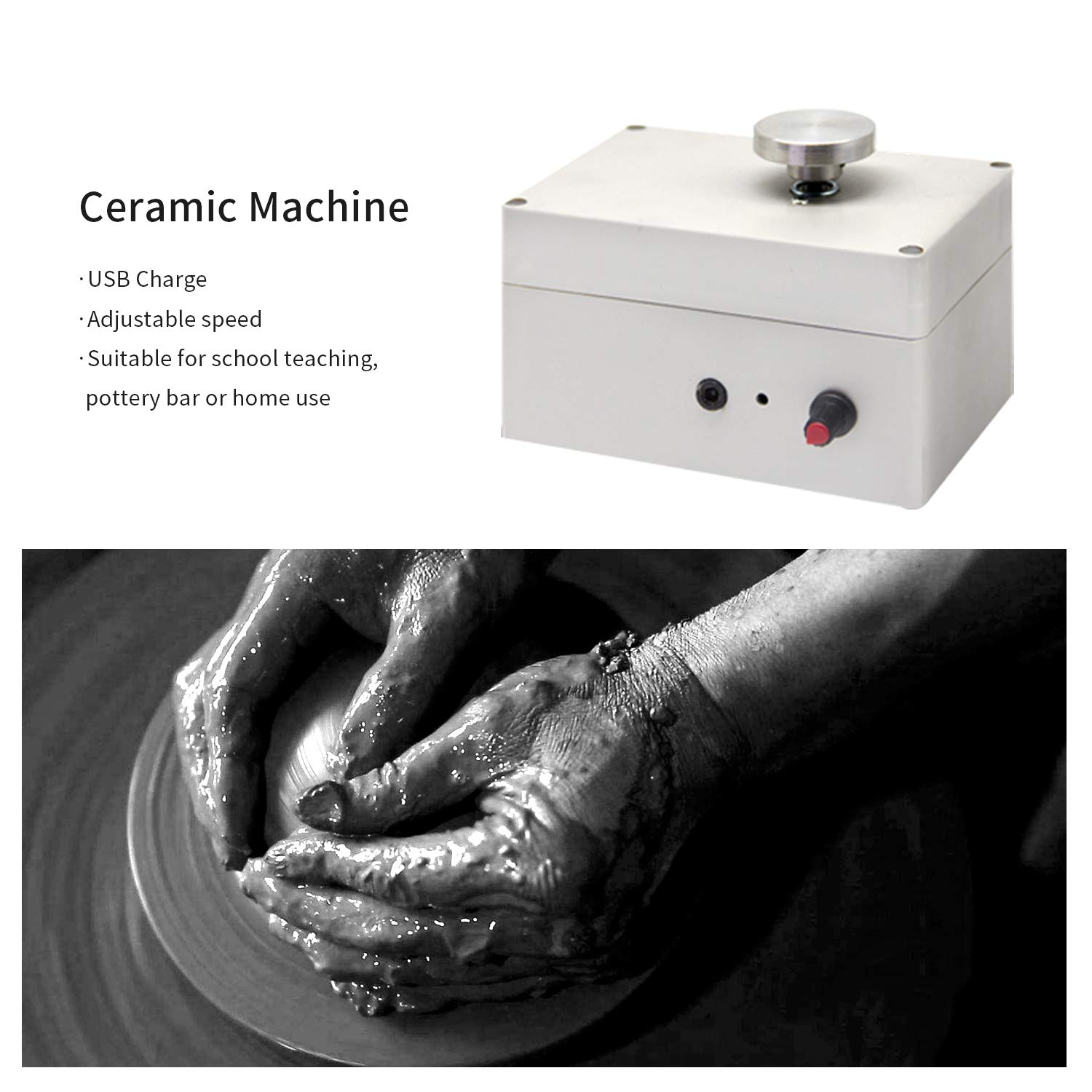 Electric Pottery Wheel Machine - Mini USB Clay Throwing Ceramic Maker for DIY Crafts, Pottery Making Kit | Perfect for Home Studio, Classroom & Beginner Ceramic Artists