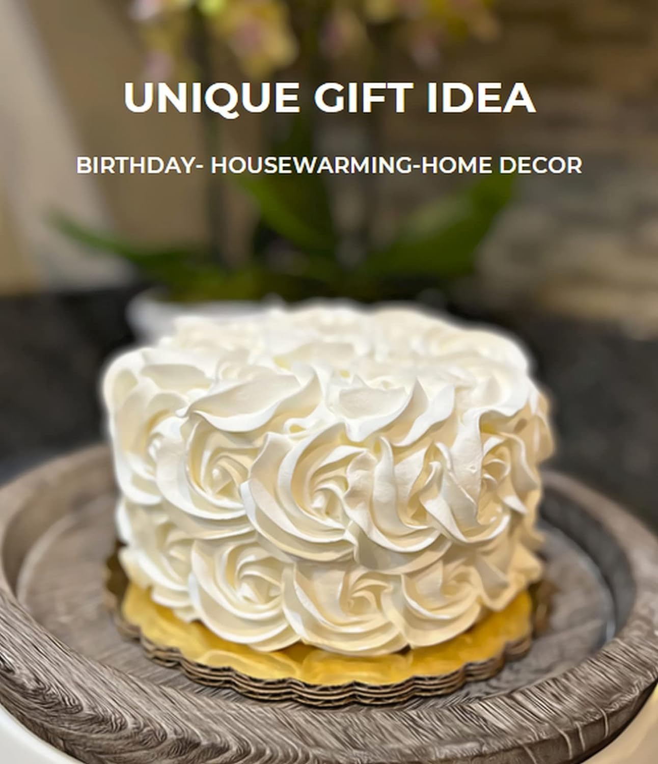 Dezicakes Handmade Ivory Rosette Fake Cake - Realistic Artificial Wedding & Party Decoration - Perfect for Centerpieces, Photo Props, and Event Displays