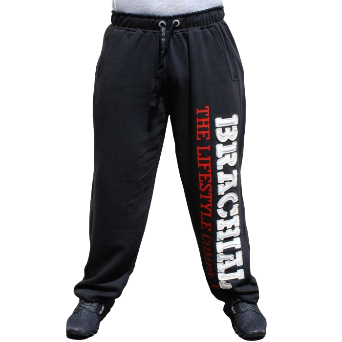 Brachial Tracksuit Pants for Men & Women - Gym Workout Joggers with Elastic Waist - Black/White - Perfect for Running, Yoga & Casual Wear