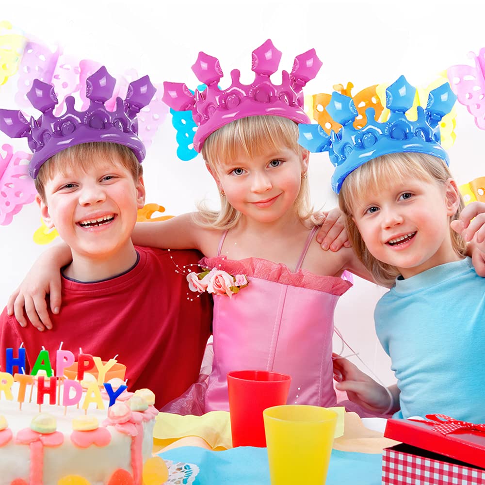 **ArtCreativity Inflatable Crown Set of 4 - Vibrant Princess Party Decorations for Kids & Adults, Fun Pool Toys & Birthday Accessories - Perfect for Pool Parties, Birthdays & Themed Events**