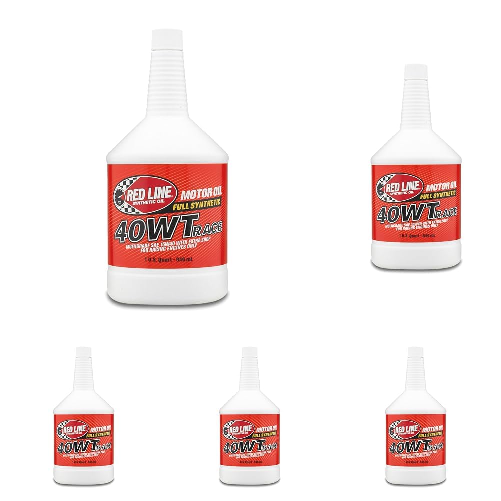 Red Line 10404 40WT Synthetic Racing Oil - High Performance Engine Lubricant for Cars, Motorcycles & ATVs - 1 Quart (Pack of 5) - Ideal for Track Racing, High-Temp Engines & Performance Vehicles