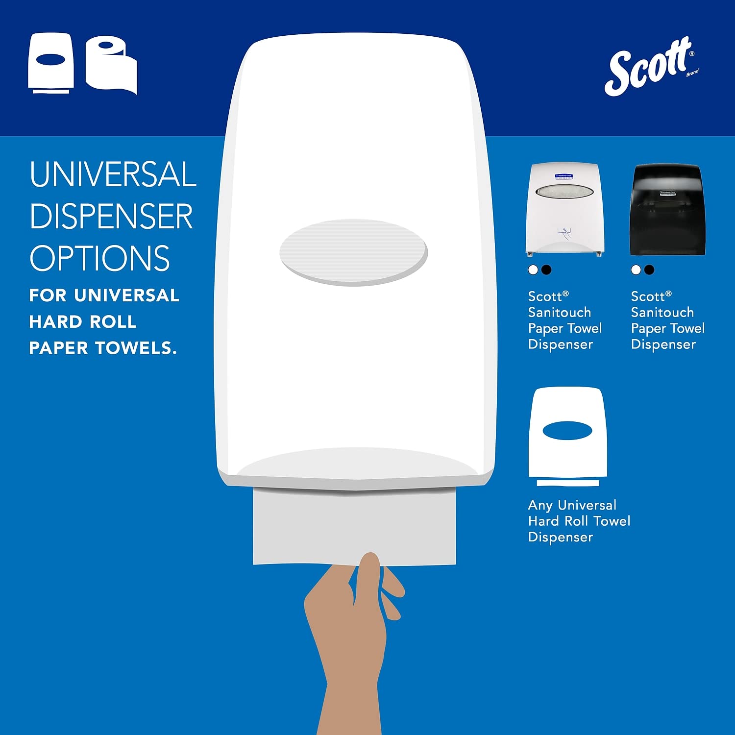 Scott 01000 Hard Roll Towels - 12 Rolls/Carton, 1.5-Inch Core, 8 x 1000ft, White Commercial Paper Towels for Industrial Cleaning, Restaurant, and Janitorial Use