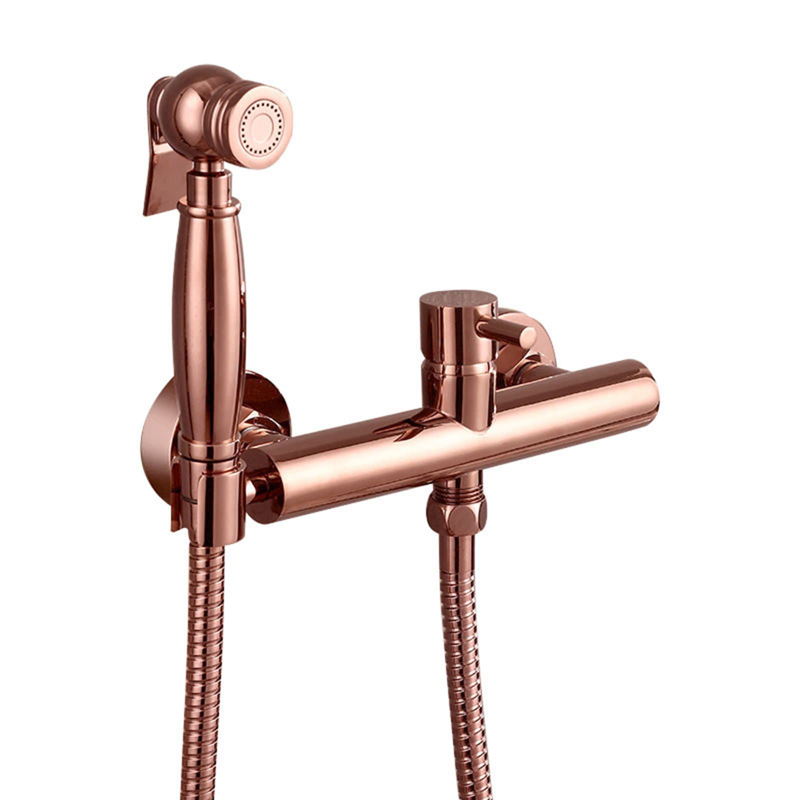Rose Gold Bidet Sprayer for Toilet - Hot & Cold Water Handheld Cloth Diaper Sprayer Kit, Brass Wall Mounted Bathroom Bidet Attachment Set | Perfect for Baby Care, Hygiene Cleaning & Modern Bathroom Upgrades