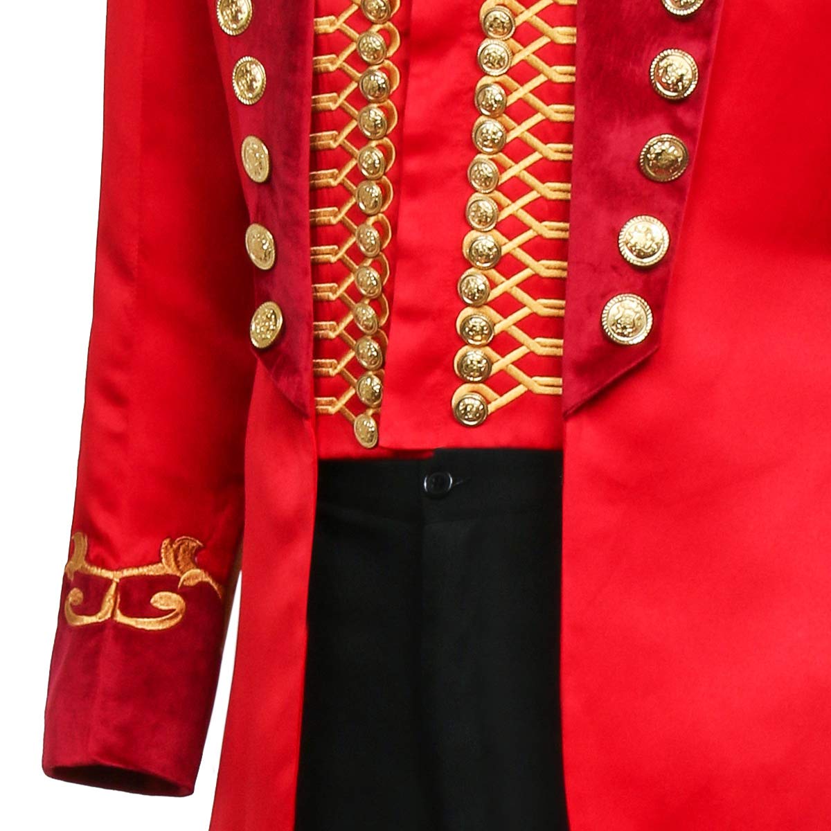 Vintage Red Ringmaster Costume for Men - PT Barnum Inspired Circus Showman Tailcoat Jacket Suit (Medium) - Perfect for Halloween, Cosplay & Themed Parties