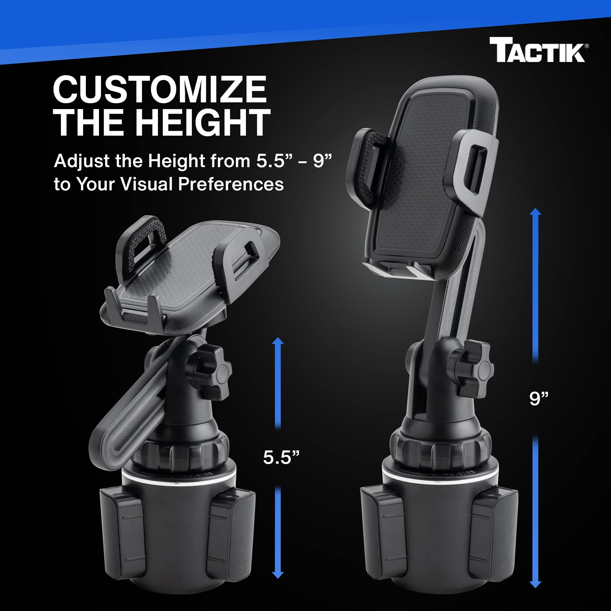 TACTIK 360° Rotatable Car Cup Holder Phone Mount - Universal Phone Holder for iPhone & Large 7
