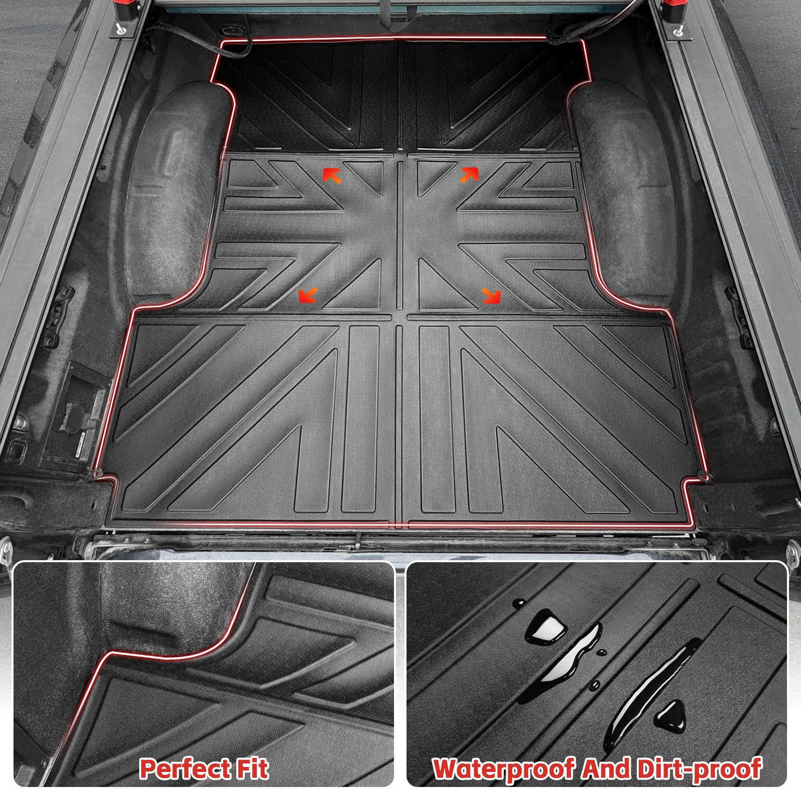 Heavy Duty Truck Bed Mat for 2015-2024 Ford F150 5.5ft Bed | All-Weather Anti-Slip Bed Liner Protector | F-150 Accessories 2023 2024 | Perfect for Hauling, Camping & Outdoor Adventures