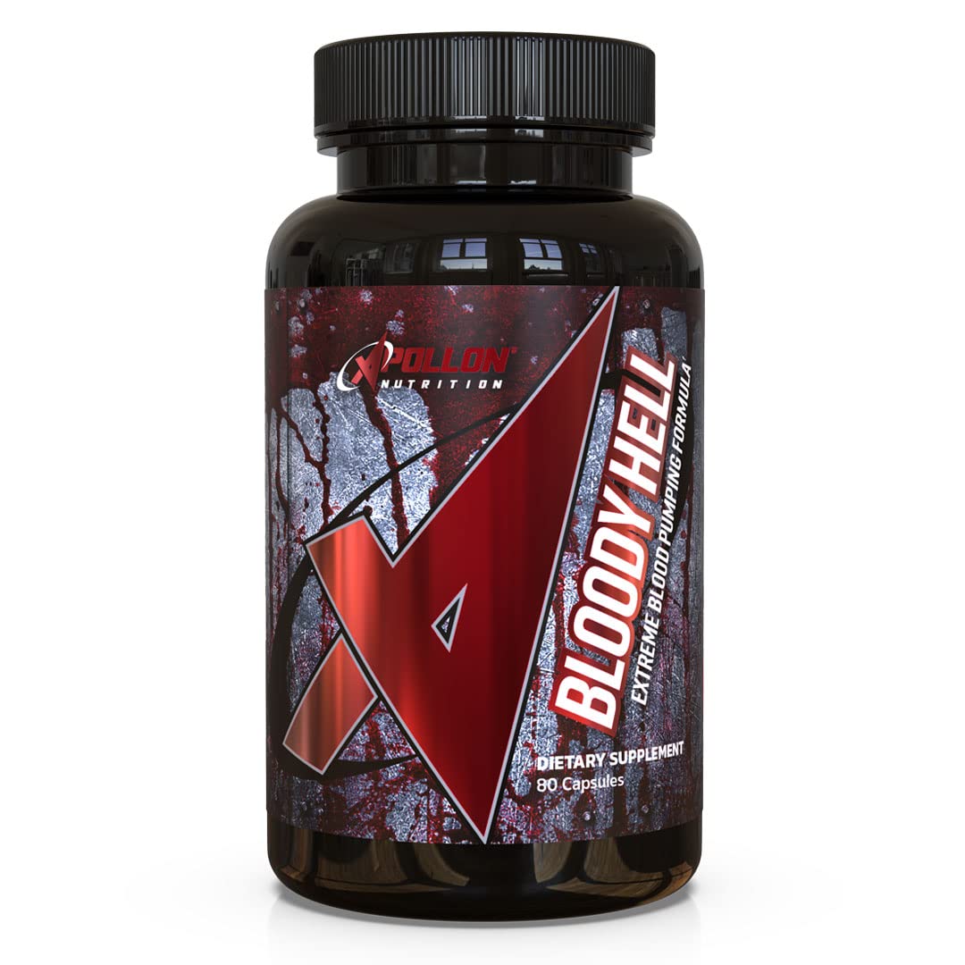 Apollon Bloody Hell - Nitric Oxide Booster with Nitrosigine, VasoDrive-AP & CellFlow6 | 3-Stage Pump & Performance Enhancer | 80 Capsules | Pre-Workout Supplement for Muscle Growth & Endurance