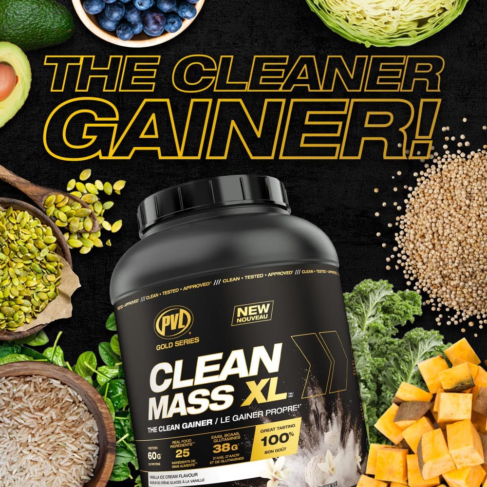Gold Series Clean Mass XL - Premium Muscle Mass Gainer Powder (10 LB, Vanilla Ice Cream Flavor) for Bodybuilding & Post-Workout Recovery