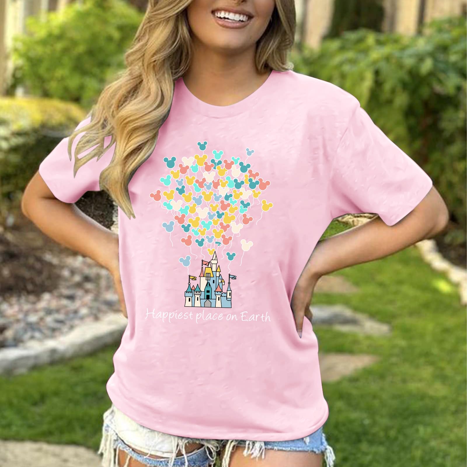 KIEKIECOO Women's Aesthetic Cute Graphic T-Shirts - Soft Cotton Short Sleeve Crew Neck Casual Tees for Everyday Wear | Perfect for Disney Trips, Summer Outfits & Street Style Fashion