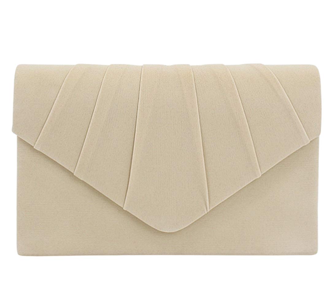 ZIUMUDY Elegant Velvet Envelope Pleated Clutch Bag for Women - Wedding Evening Shoulder Chain Handbag with Detachable Strap - Perfect for Parties, Prom, Dinner Dates & Special Occasions