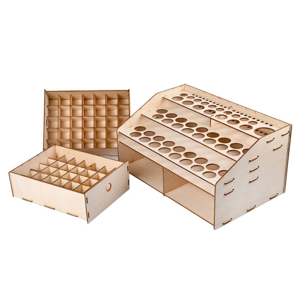 Wooden Paint Holder Organizer - Storage for Pigment & Ink Bottles - Perfect for Artists & Crafters