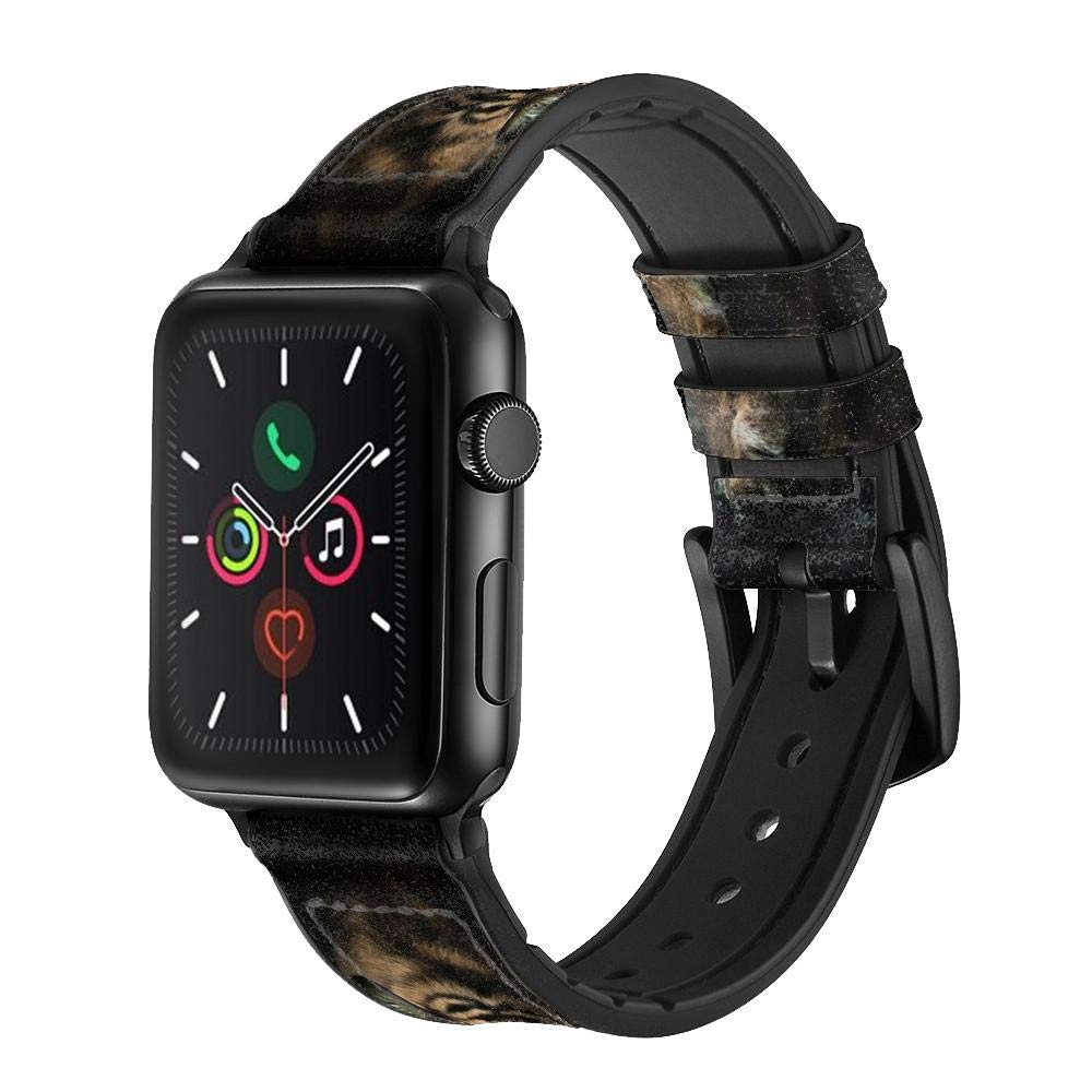 CA0114 Bengal Tiger Print Leather & Silicone Smart Watch Band for Apple Watch 38mm/40mm/41mm - Stylish & Durable Replacement Strap for Workouts, Office & Casual Wear