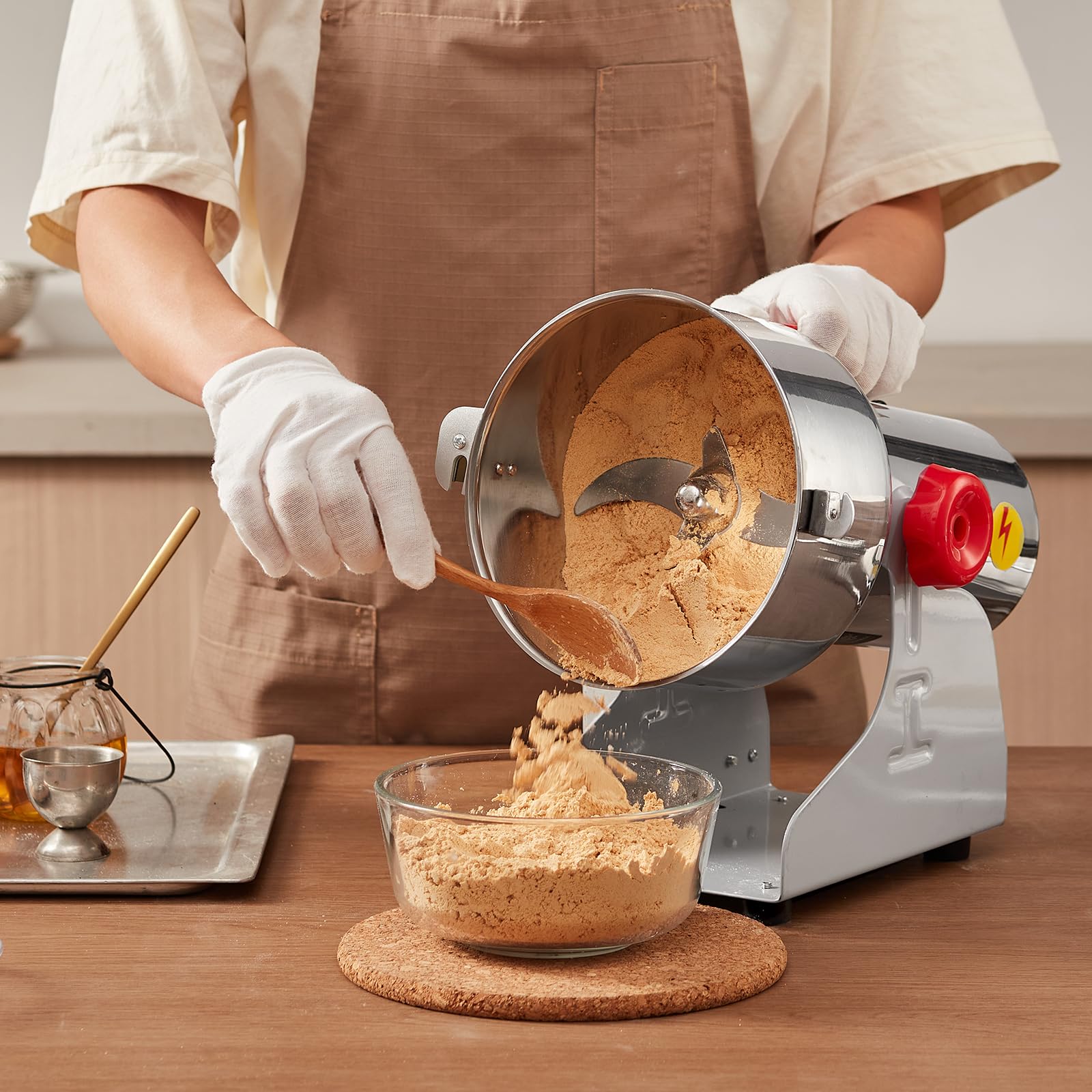 VEVOR 1000g Electric Grain Mill Grinder - 3000W High-Speed Commercial Spice Grinder | Stainless Steel Powder Machine for Coffee, Corn, Pepper & Dry Grains | Perfect for Bakeries, Coffee Shops & Home Kitchens