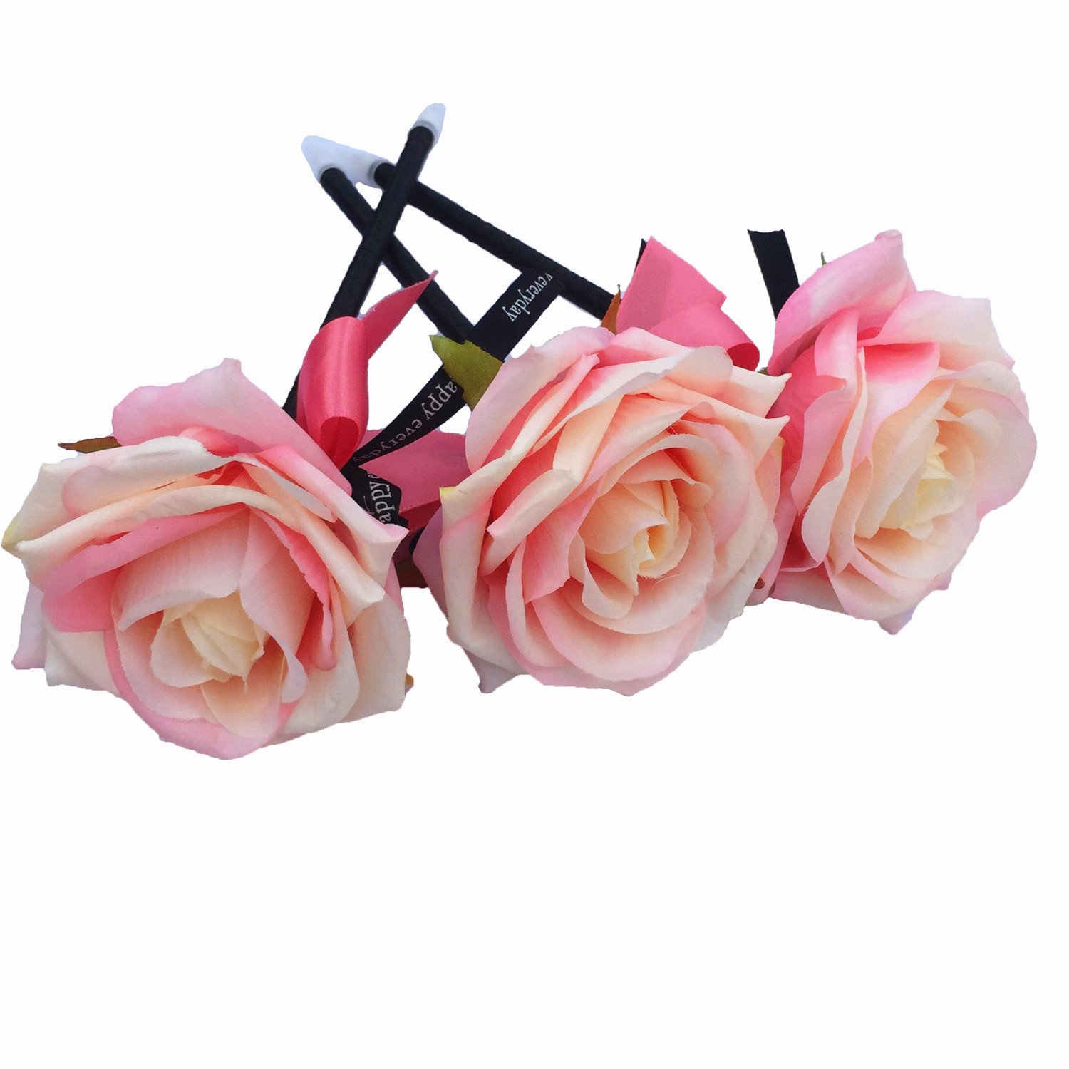 3 Pack Pink Rose Ballpoint Pens with Handicraft Artificial Flower - Elegant Writing Pens for Office, Home Decor, Wedding Guest Book Signing - Perfect Gift for Women, Bridesmaids & Teachers (Great for Journals, Notes & Special Occasions)