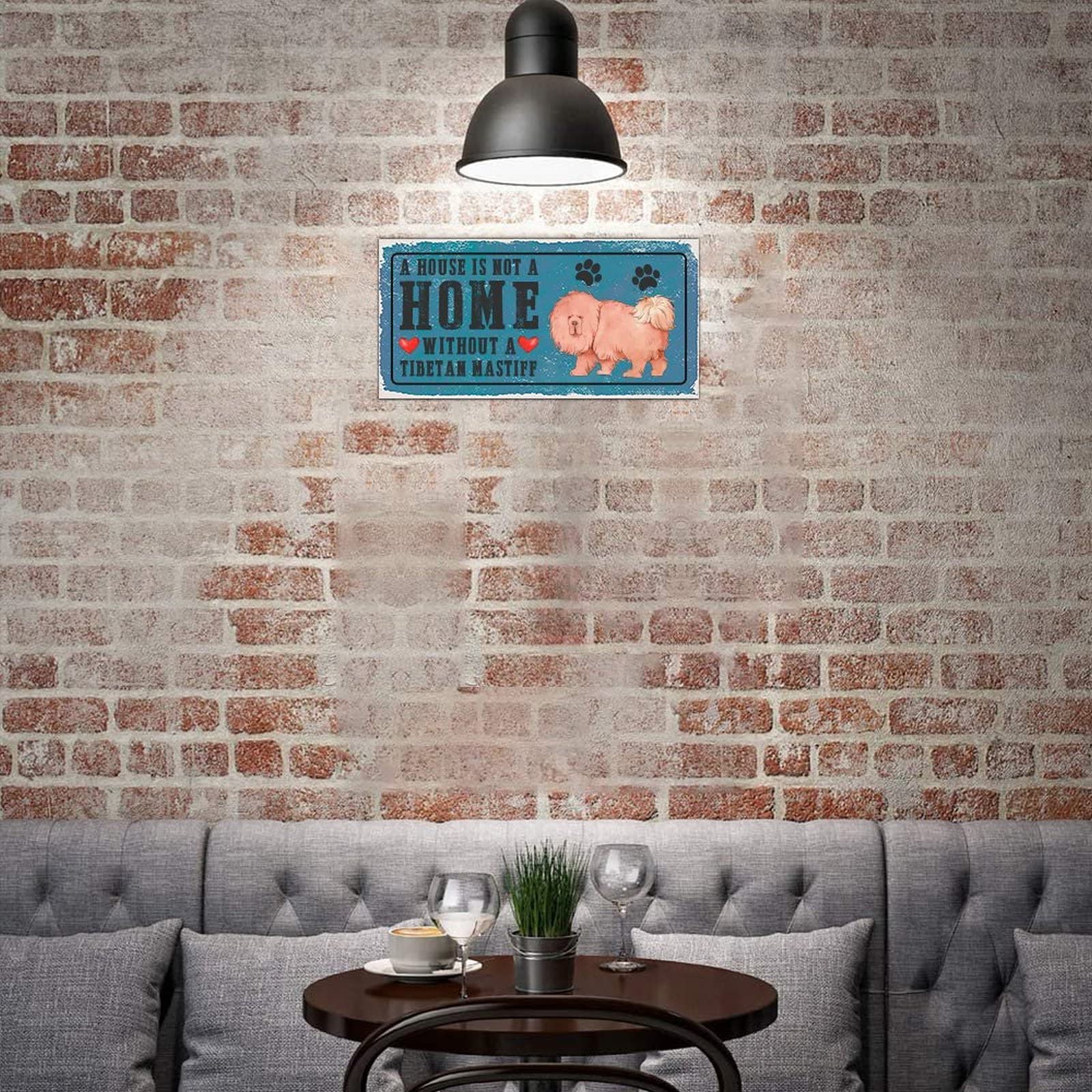 Rustic Metal Dog Sign Plaque - 'A House is Not A Home Without A Dog' - Tibetan Mastiff Pet Wall Decor - Farmhouse Welcome Sign - Perfect Gift for Dog Moms & Dog Lovers - Home Decor for Living Room, Entryway or Pet-Friendly Spaces