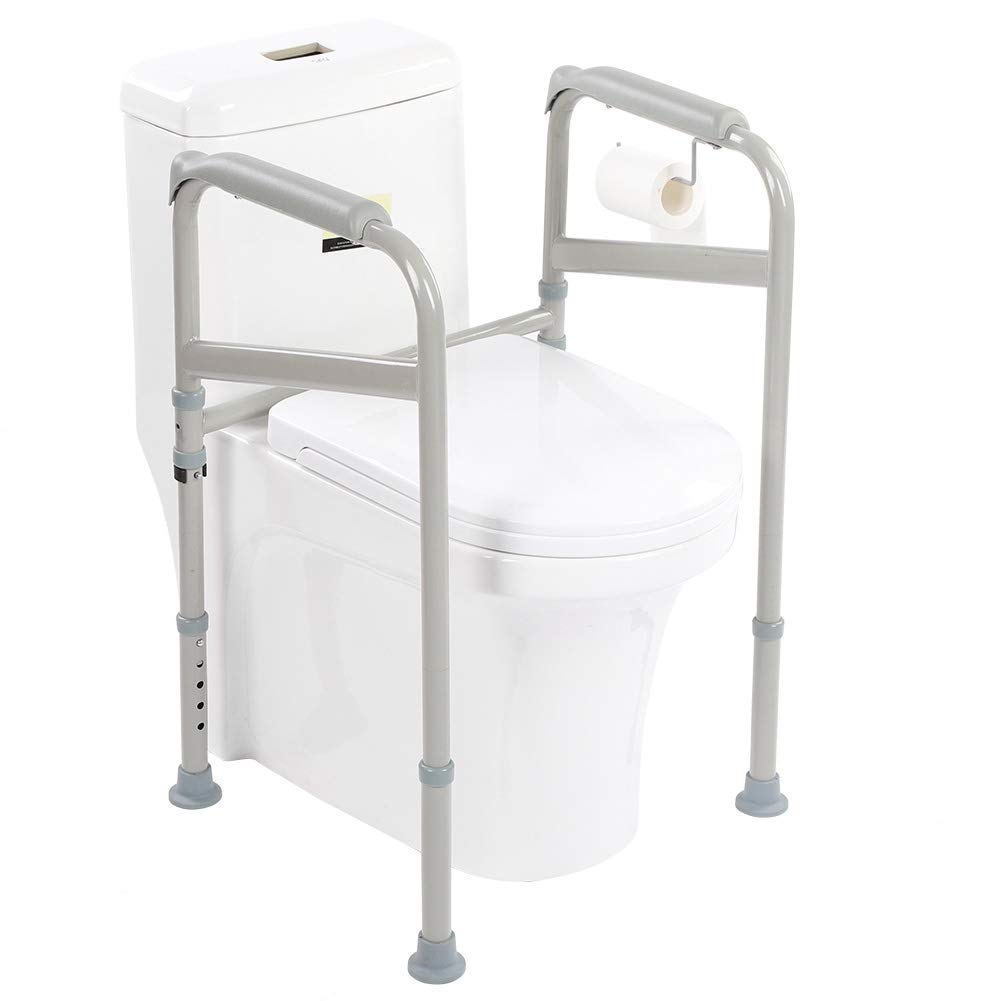 Ejoyous Adjustable Height Toilet Safety Rail (65-86cm) - Non-Slip Bathroom Handrail for Elderly & Disabled - Waterfall Design Armrest for Home Use - Perfect for Bathroom Safety & Mobility Assistance