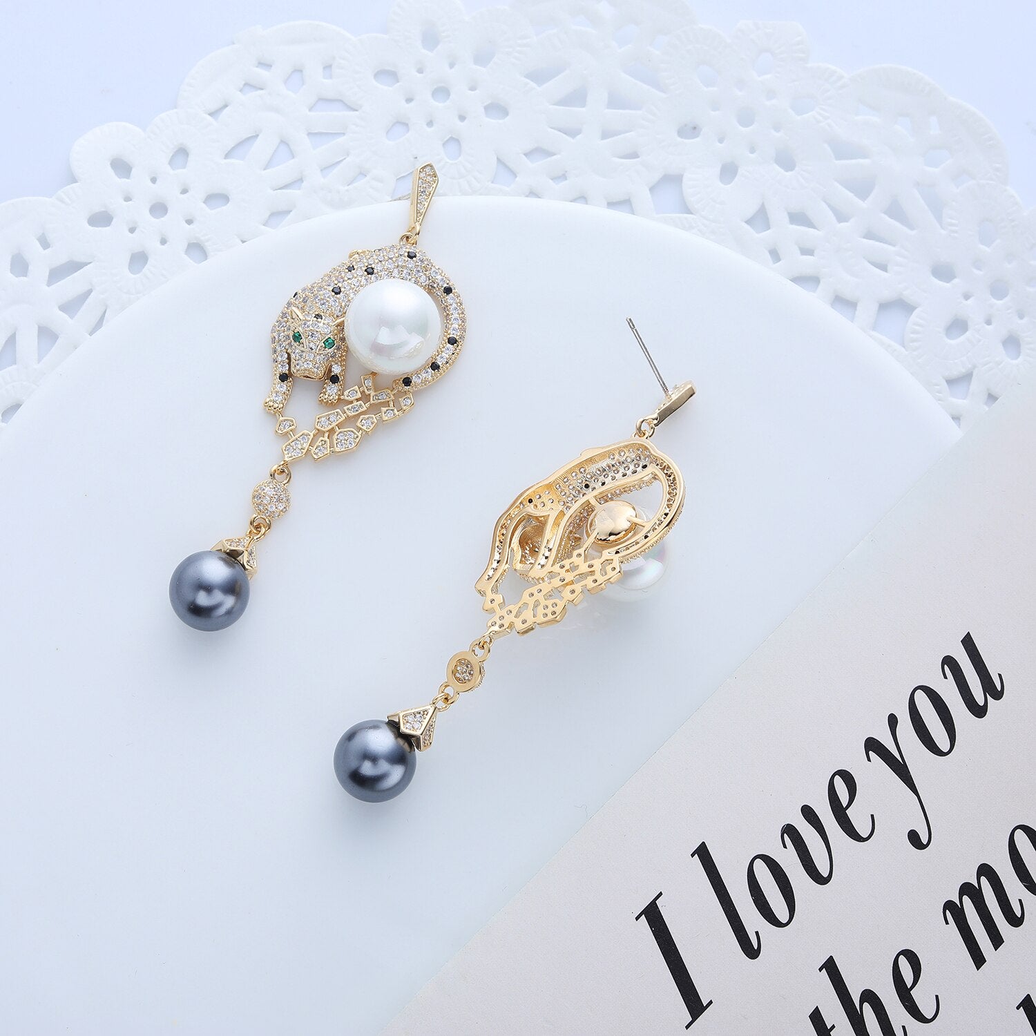 925 Sterling Silver Cubic Zirconia Leopard Charm Dangle Earrings for Women | Elegant Prom Jewelry Gift | Perfect for Parties, Weddings & Special Occasions