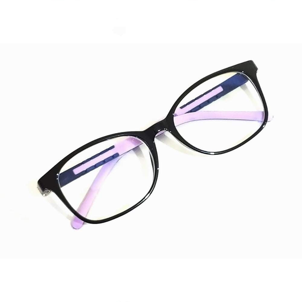 Stylish Square Black & Pink Blue Light Blocking Glasses for Kids 6-10 Years Old - Perfect for Online Classes & Screen Time Protection