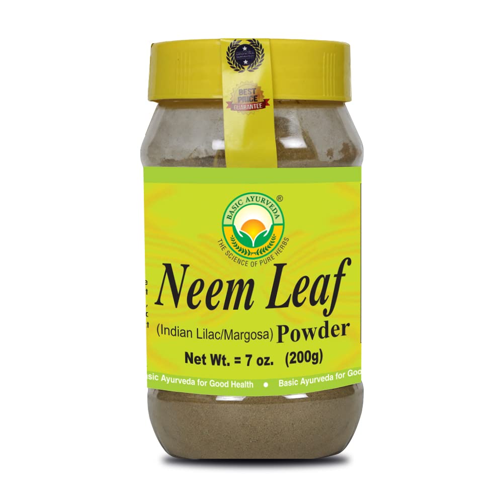 Organic Neem Leaf Powder 7.05 Oz (200g) - Pure Azadirachta Indica Margosa Extract for Skin Care, Hair Growth & Natural Remedies | USDA Certified | Ayurvedic Herbal Supplement for Detox, Acne Treatment & Immune Support