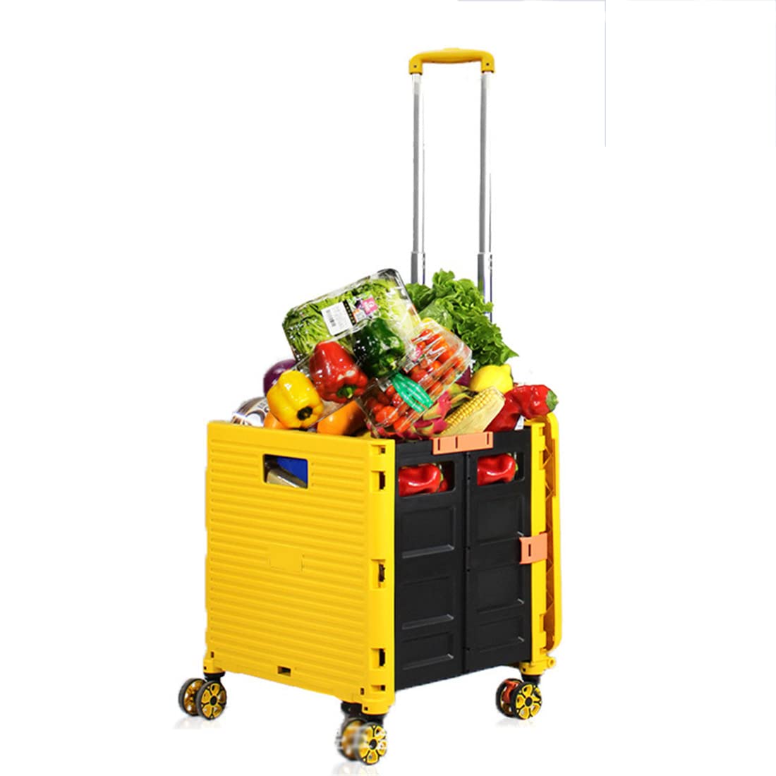 ZZCX Foldable Grocery Cart with Wheels - 88lbs Capacity Heavy Duty Shopping Cart, Impact Resistant PP Material, Removable Wheels & Seat Function - Perfect for Grocery Shopping, Farmers Market, and Outdoor Picnics