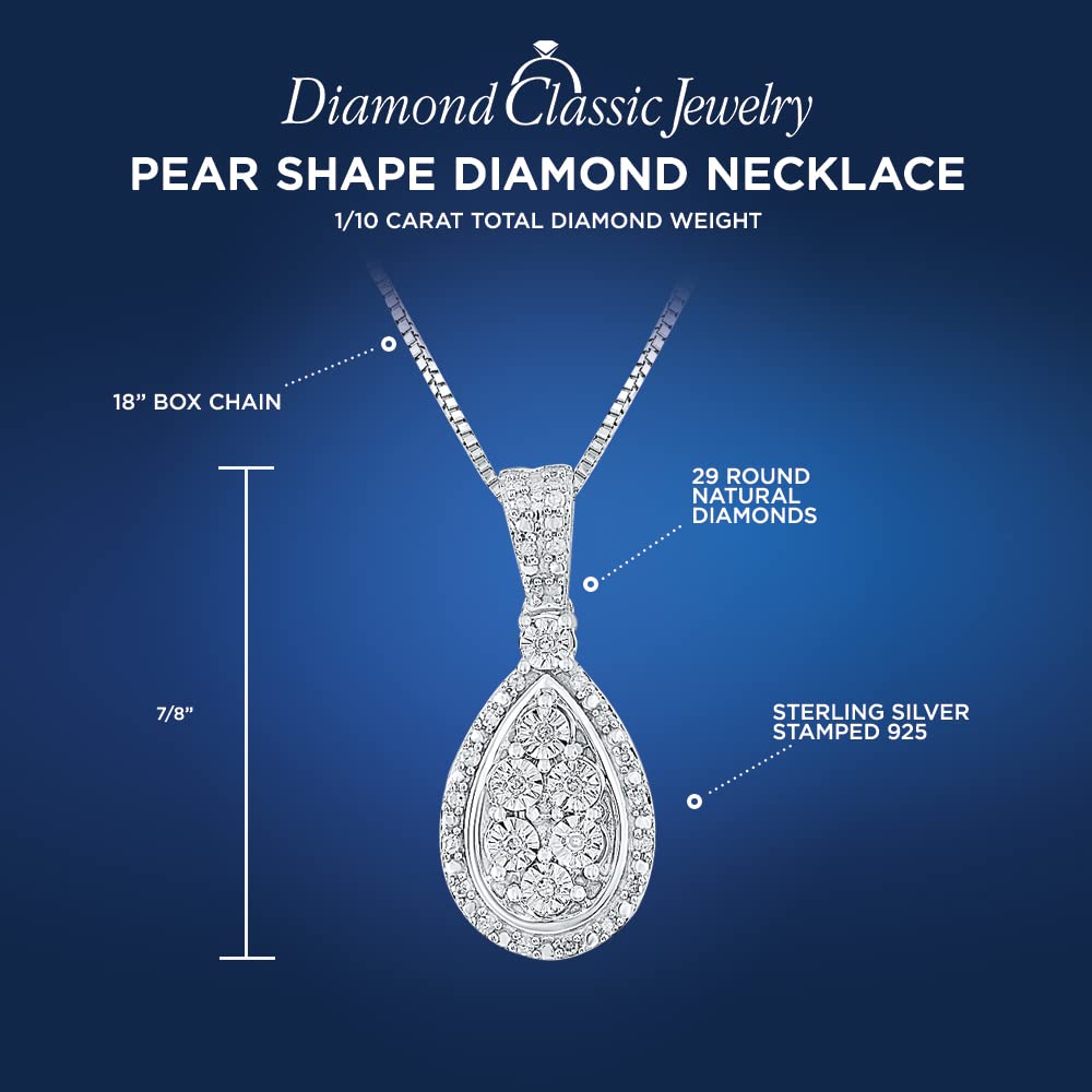1/10 CTTW Diamond Pendant Necklace in Sterling Silver with 18