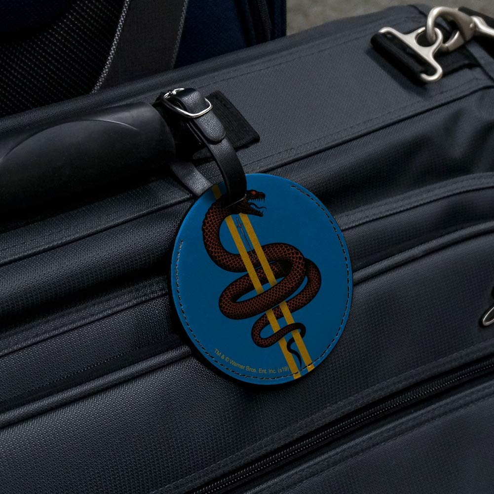 Harry Potter Basilisk Round Leather Luggage Tag - Vintage Style Suitcase ID Tag for Travel Bags, Backpacks & Carry-Ons - Perfect for Harry Potter Fans & Travel Enthusiasts