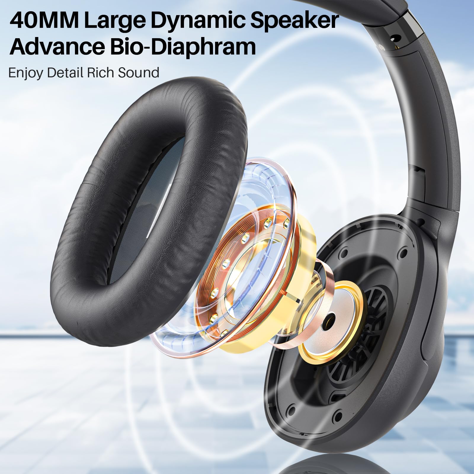 Lavales Bluetooth Over-Ear Headphones with Active Noise Cancelling, 90H Playtime Wireless Headphones with Built-in Mic - Perfect for Airplane Travel, Home Office, Android Devices & Commuting