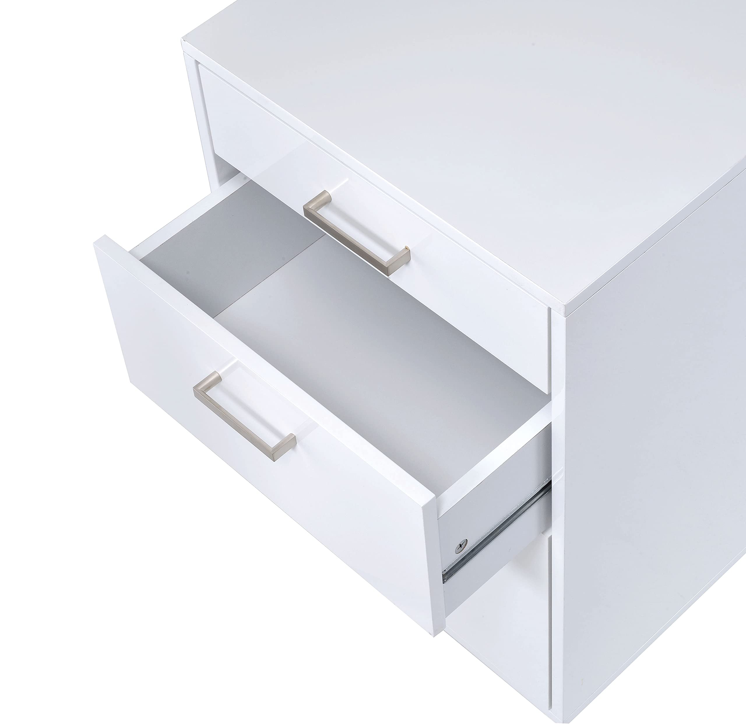 3-Drawer Rolling File Cabinet - White Wooden Mobile Storage Organizer for Home Office, Bedroom & Living Room | Compact Nightstand with Wheels for Easy Mobility | Perfect for Documents, Books & Bedside Storage