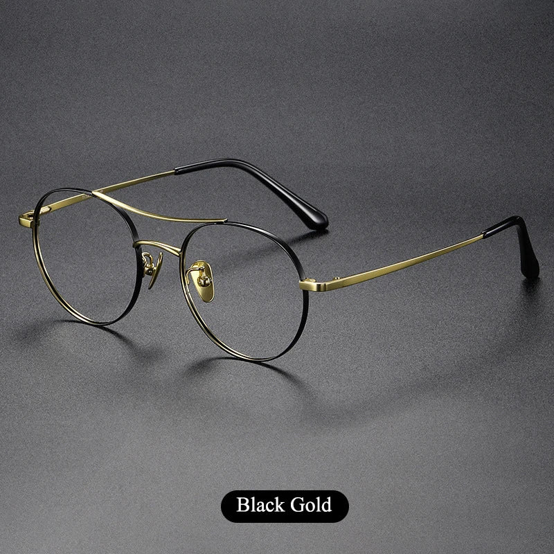 Bclear Unisex Full Rim Round Small Double Bridge Titanium Eyeglasses 86678 - Lightweight & Durable Titanium Frame Glasses for Men & Women - Perfect for Reading, Work, and Everyday Fashion