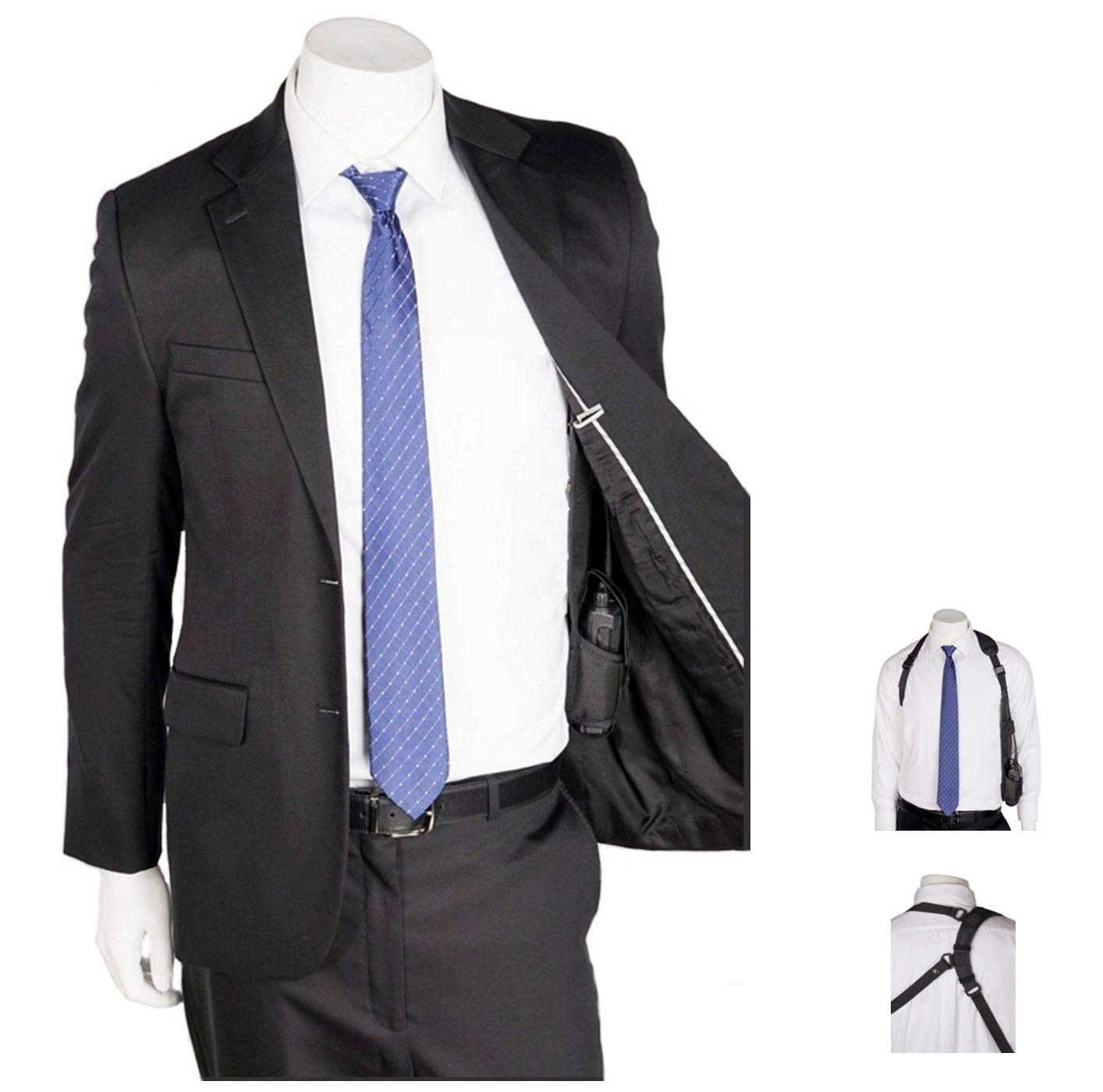 USH-300L Universal Left Side Radio Shoulder Holster - Adjustable Chest Harness for Motorola ICOM Vertex Two Way Radios (4.75