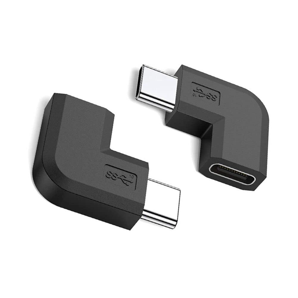Myhoomowe 2-Pack 90 Degree Right Angle USB 3.1 Type C to Female USB-C Adapter - Fast Data Transfer for MacBook, iPad Pro, Samsung Galaxy - Perfect for Tight Spaces & Cable Management