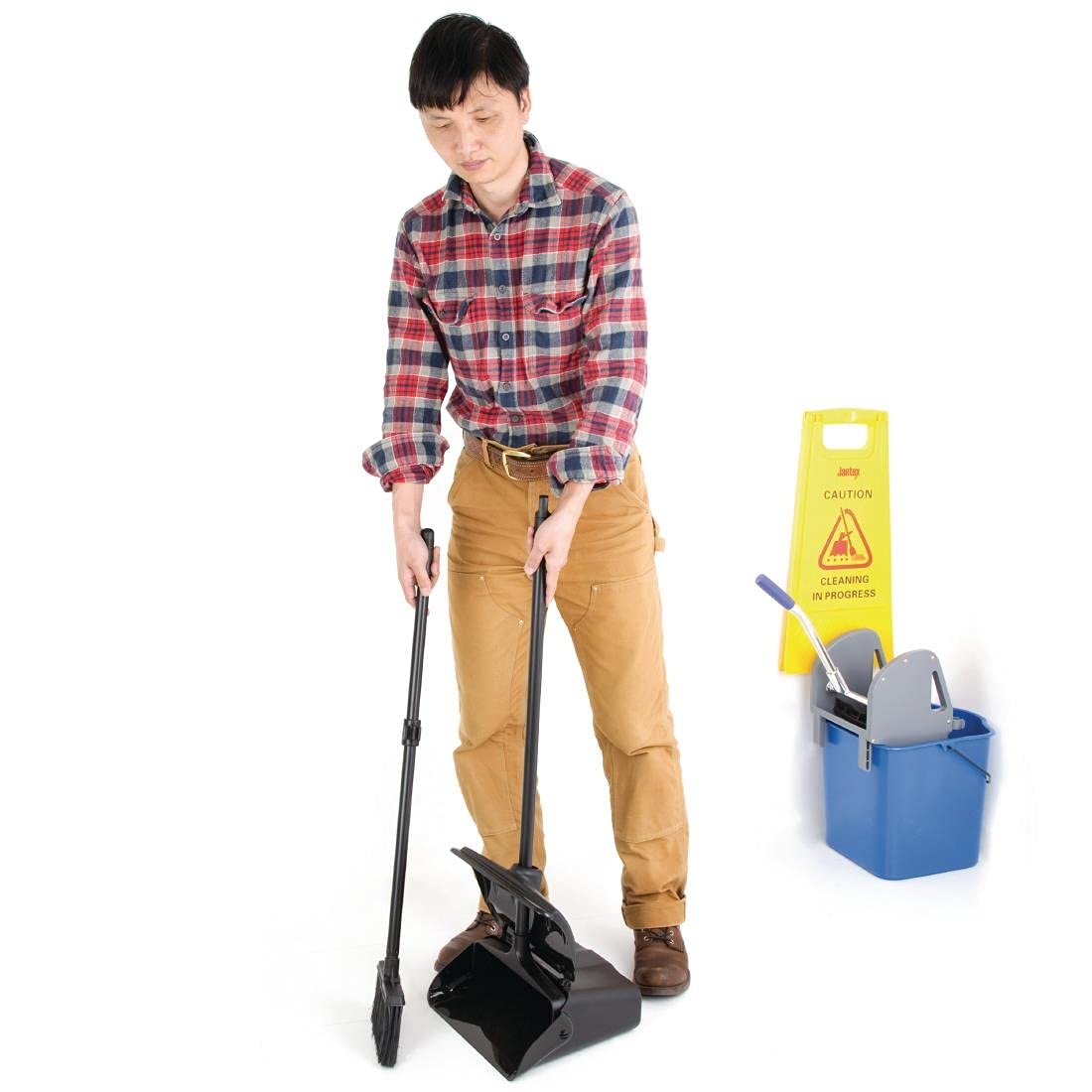 Premium Lobby Dustpan and Broom Set - 850x160x30mm Heavy-Duty Cleaning Sweeper with Mop Brush - Ideal for Home, Office, and Commercial Spaces