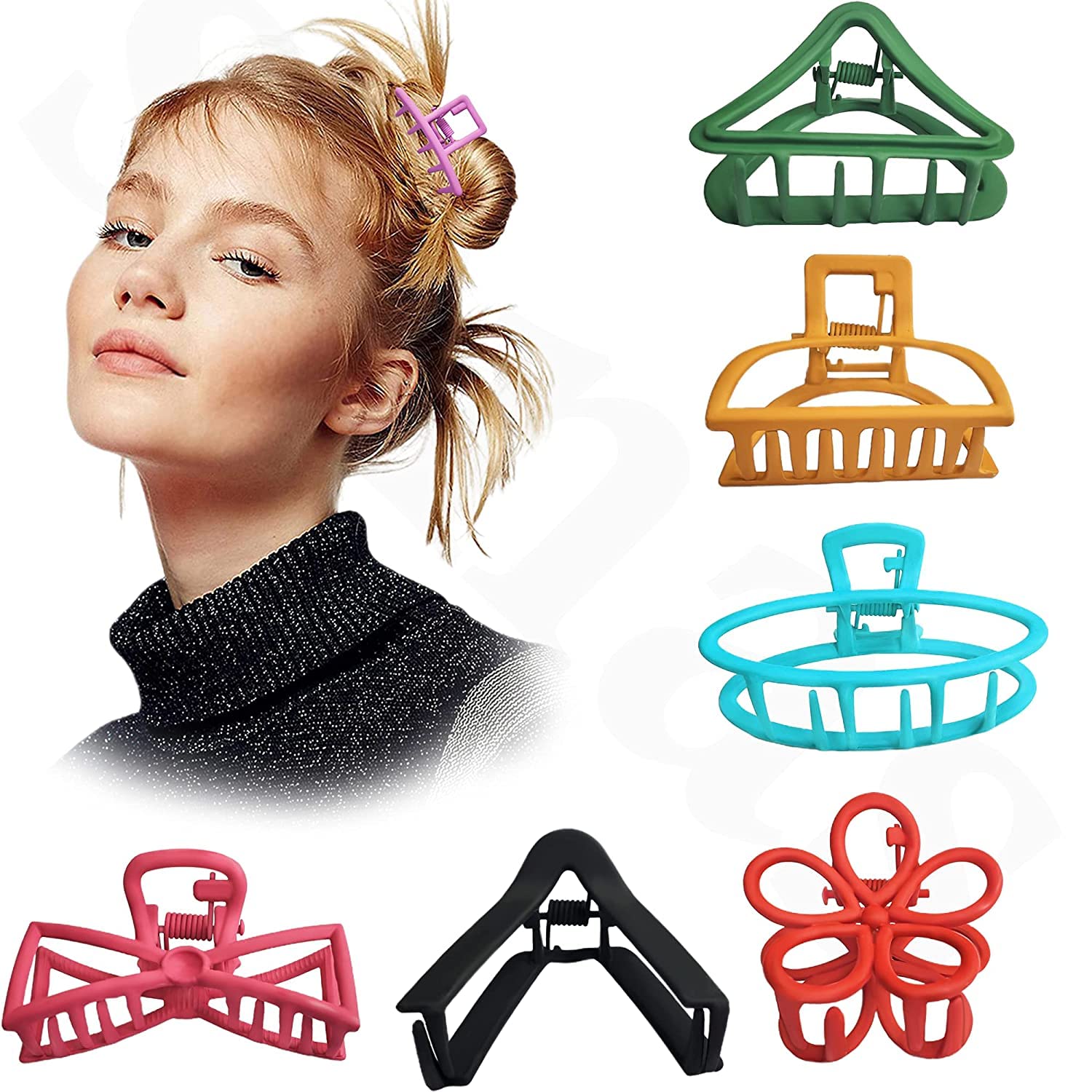 WindSun 6Pcs Matte Hollow Hair Clips - Butterfly Shape Metal Hair Clutchers for Women & Girls, Minimalist Dainty Round Geometric Hair Clamps (6-Piece Set) - Perfect for School, Work, Parties & Everyday Styling