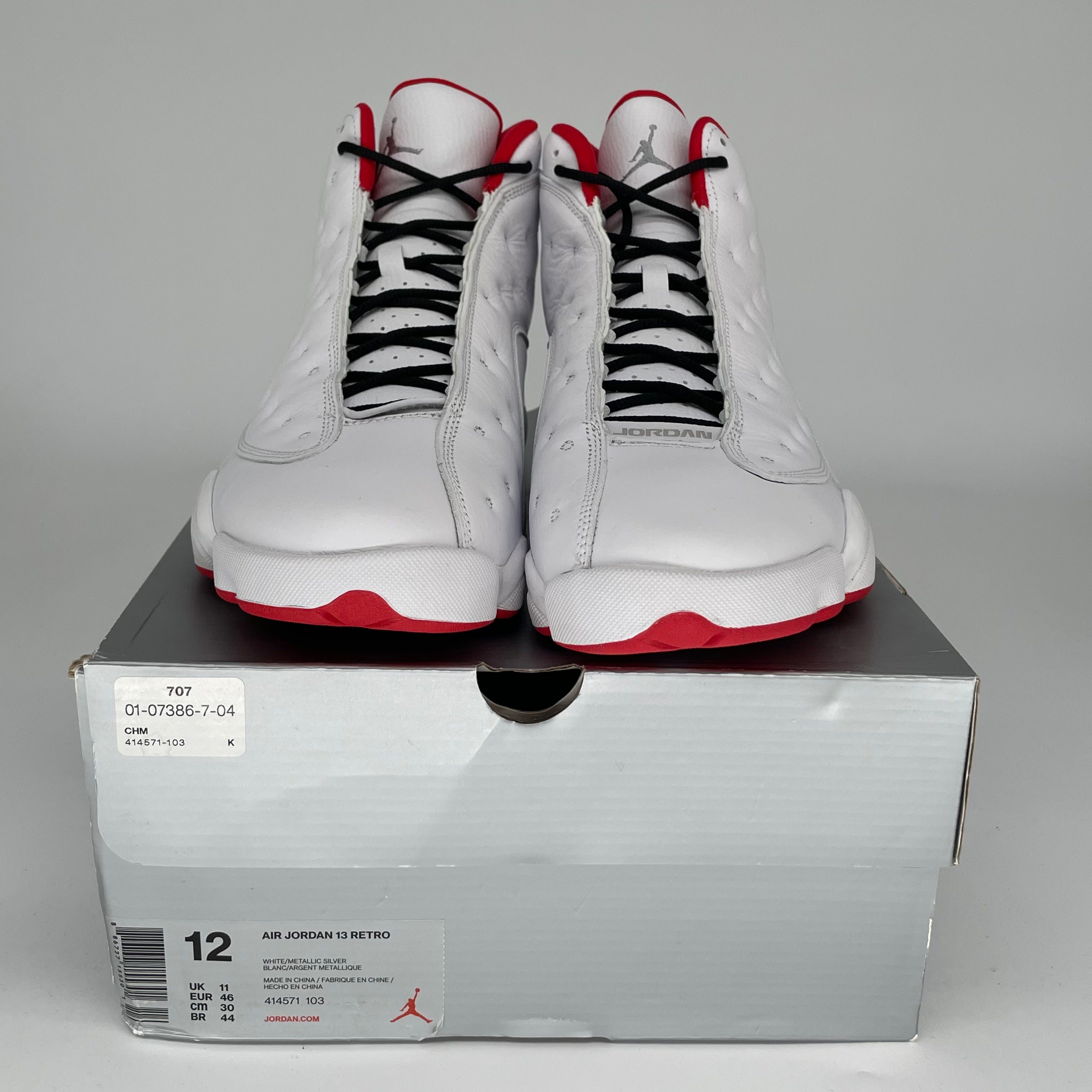 Original Air Jordan 13 Alternate 'History of Flight' Basketball Shoes - Size 12 (414571-103) White/Black for Men - Perfect for NBA Games, Streetwear & Sneaker Collectors