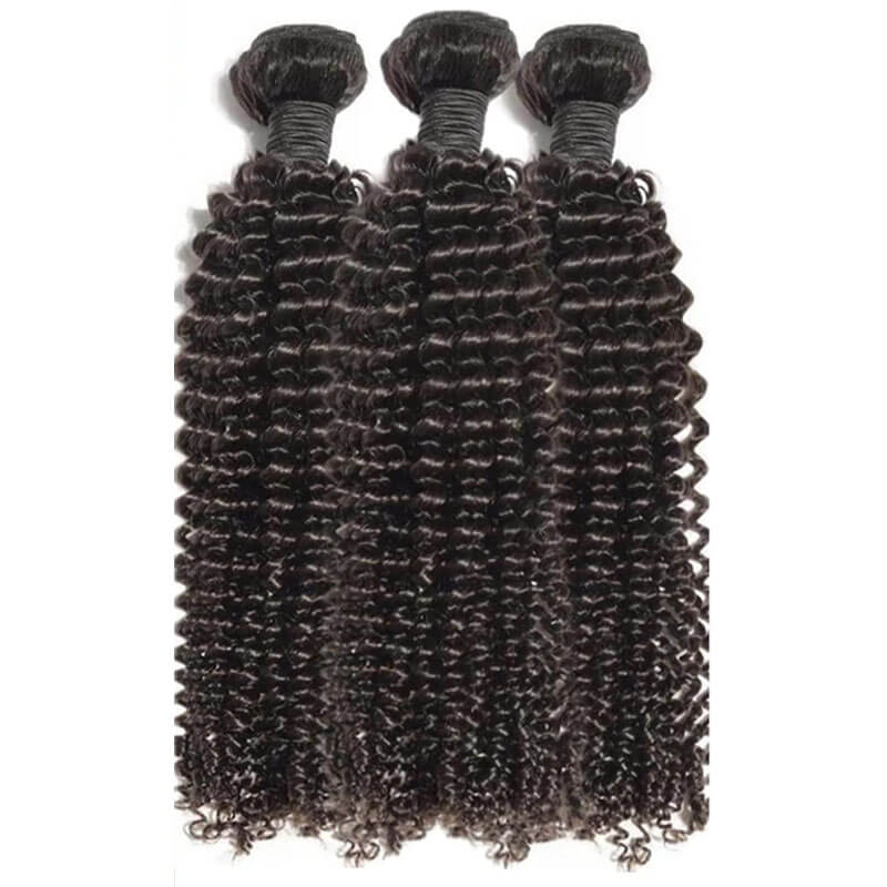 Eullair Kinky Curly Hair Bundles with Lace Closure - 3/4 PCS Human Hair Weave Bundles with 4x4 5x5 2x6 Lace Closure - Perfect for Natural Hairstyles, Weaves & Protective Styling