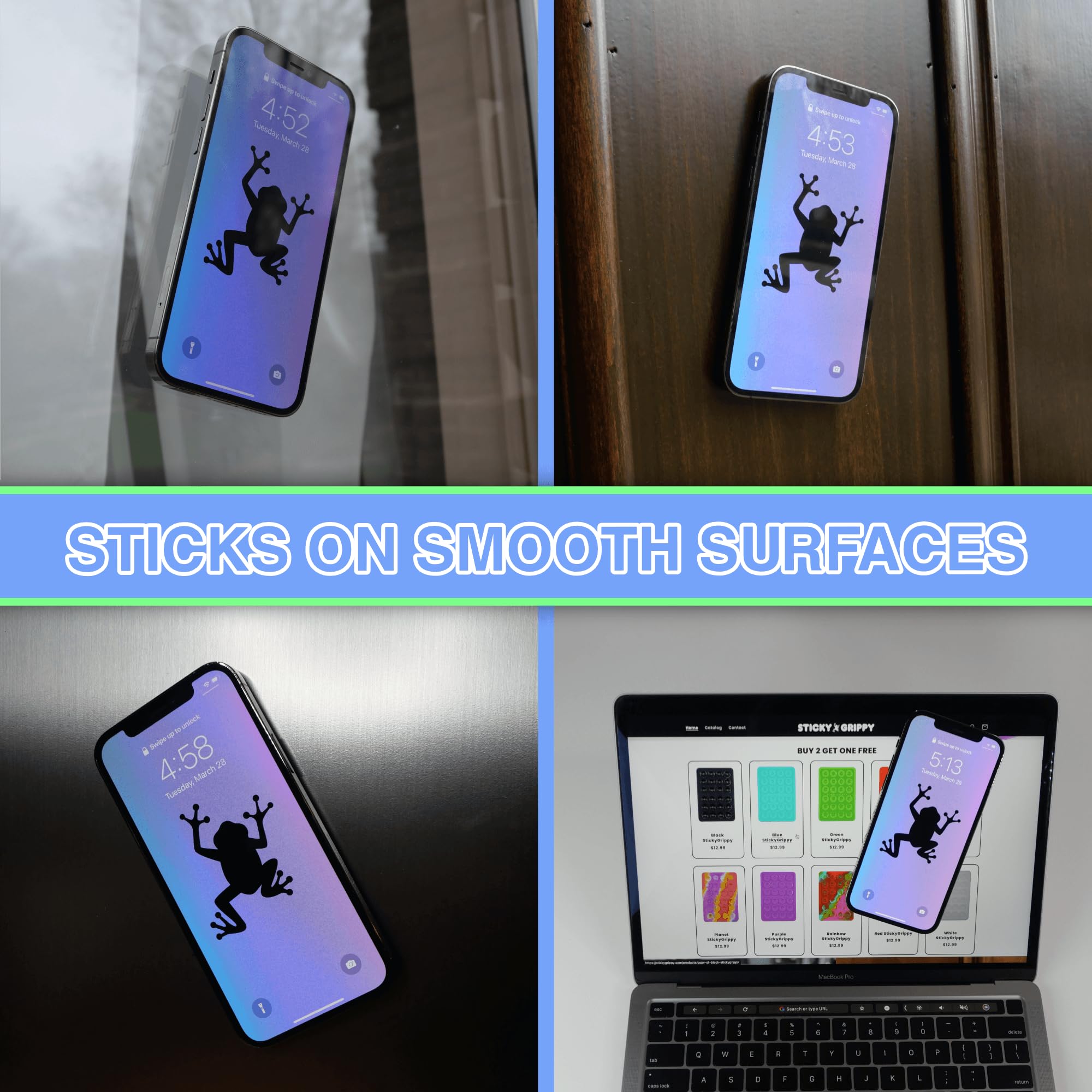 Sticky Phone Holder for iPhone & Android - Silicone Suction Card Wallet Mount, Hands-Free Shower Mirror Accessory for TikTok Videos, Selfies & Daily Use (Pink) SG2