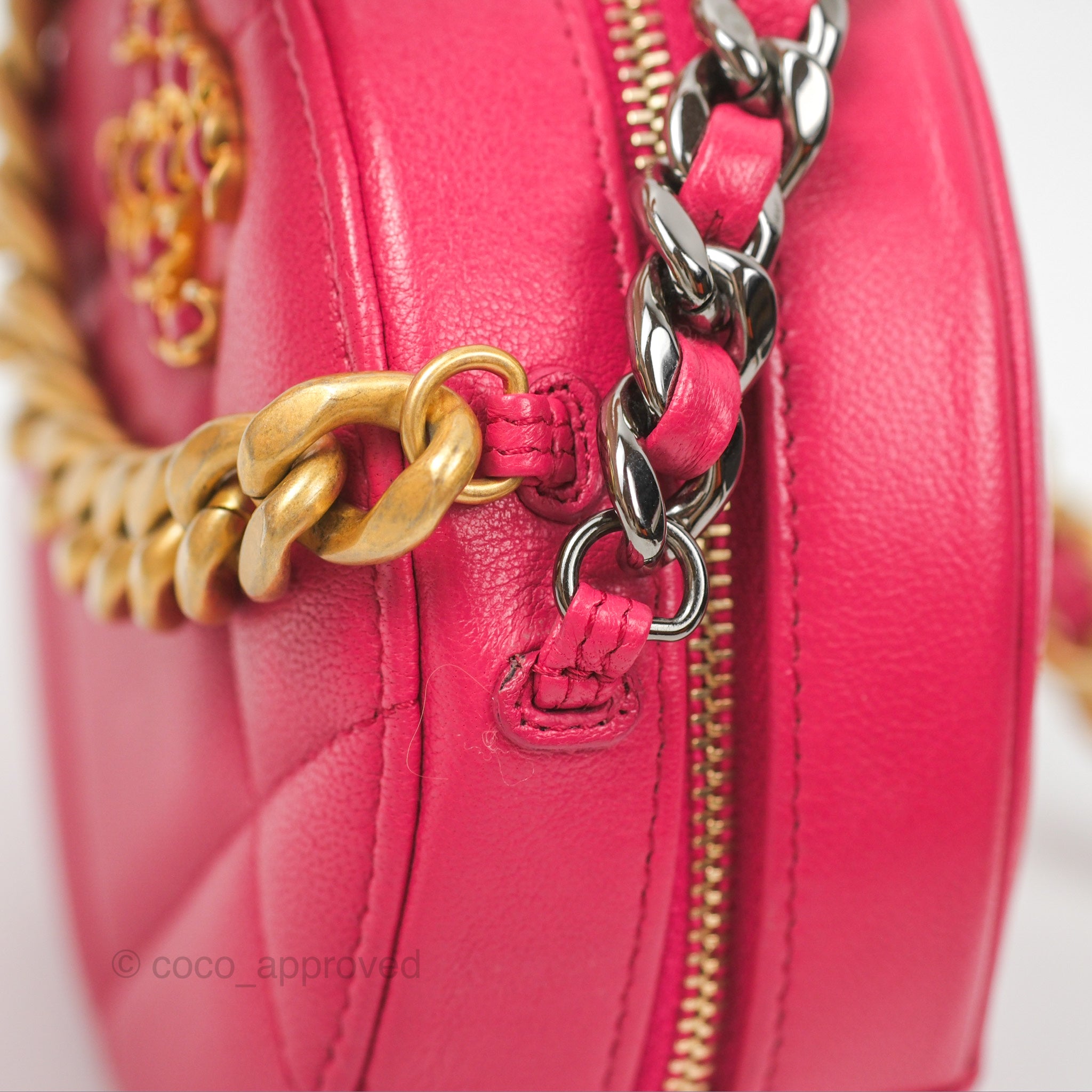 Chanel 19 Round Clutch with Chain - Dark Pink Mixed Hardware Crossbody Bag for Women | Luxury Evening Purse for Parties, Dinner Dates & Special Occasions