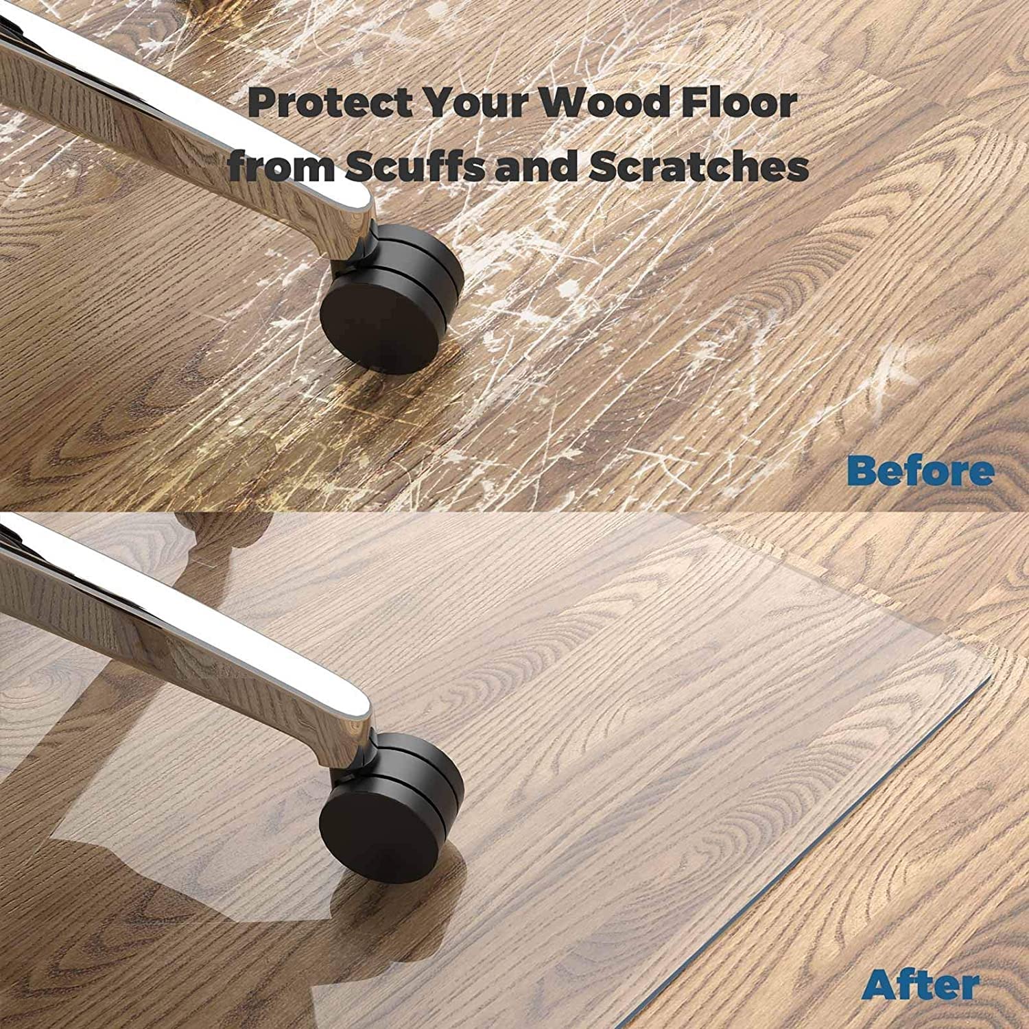 Extra Large Clear Vinyl Plastic Carpet Protector - Non-Slip Floor Runner for Carpets & Hardwood Floors | 64/80/104/128/144/152 Inch | Perfect for High Traffic Areas, Office Desks & Home Entryways