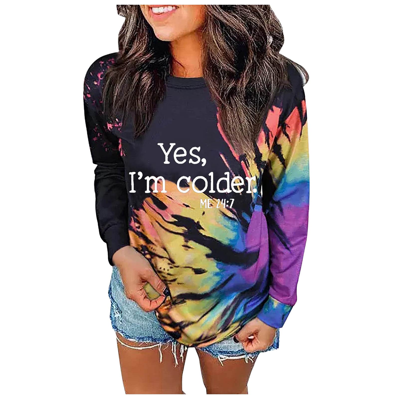 Colorful Tie-Dye Pullover Hoodie for Women - Soft Casual Sweatshirt with Reverse Design | Perfect for Yoga, Running & Streetwear Fashion