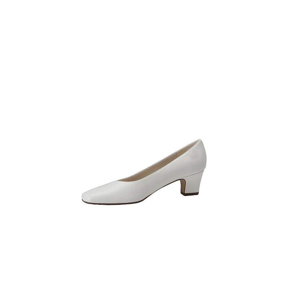 LifeStride Women's Jade Leather Square Toe Classic Pumps - Comfortable Dress Shoes for Work & Party, White, Size 7.0 | Perfect for Office, Wedding & Formal Occasions
