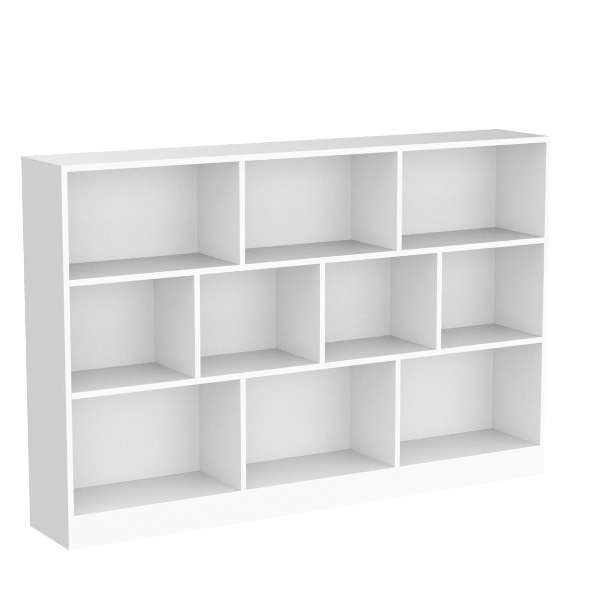IOTXY 3-Tier Open Shelf Bookcase - Wooden Floor Standing Display Cabinet with 10 Cubes, Storage Organizer for Living Room, Bedroom & Office (Warm White)