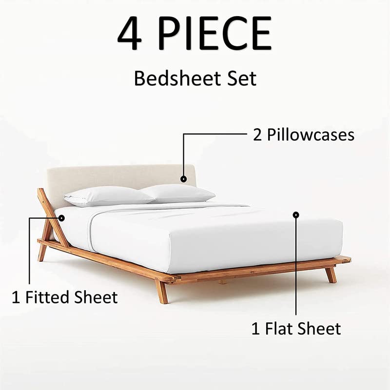 Premium 100% Tencel Lyocell California King Sheet Set - 4 Piece Deep Pocket Cooling Bed Sheets for Hot Sleepers | Ultra Soft Sateen Weave, Breathable & Moisture Wicking - Perfect for Summer Nights & Temperature Regulation (White)