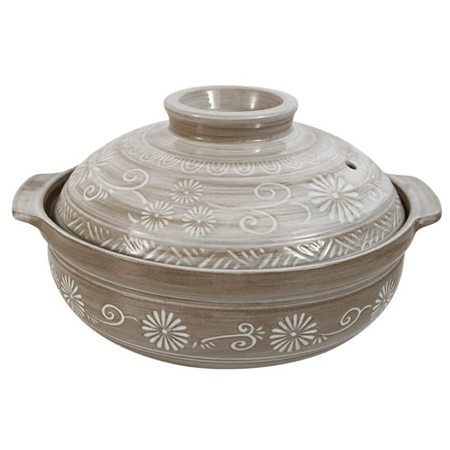 Premium Japanese Ceramic Hot Pot with Lid - 2.0L Heat-Resistant Earthenware Casserole for Stewing, Soup Making & Noodle Cooking - Perfect for Home Kitchen, Ramen, Hot Pot & Asian Cuisine