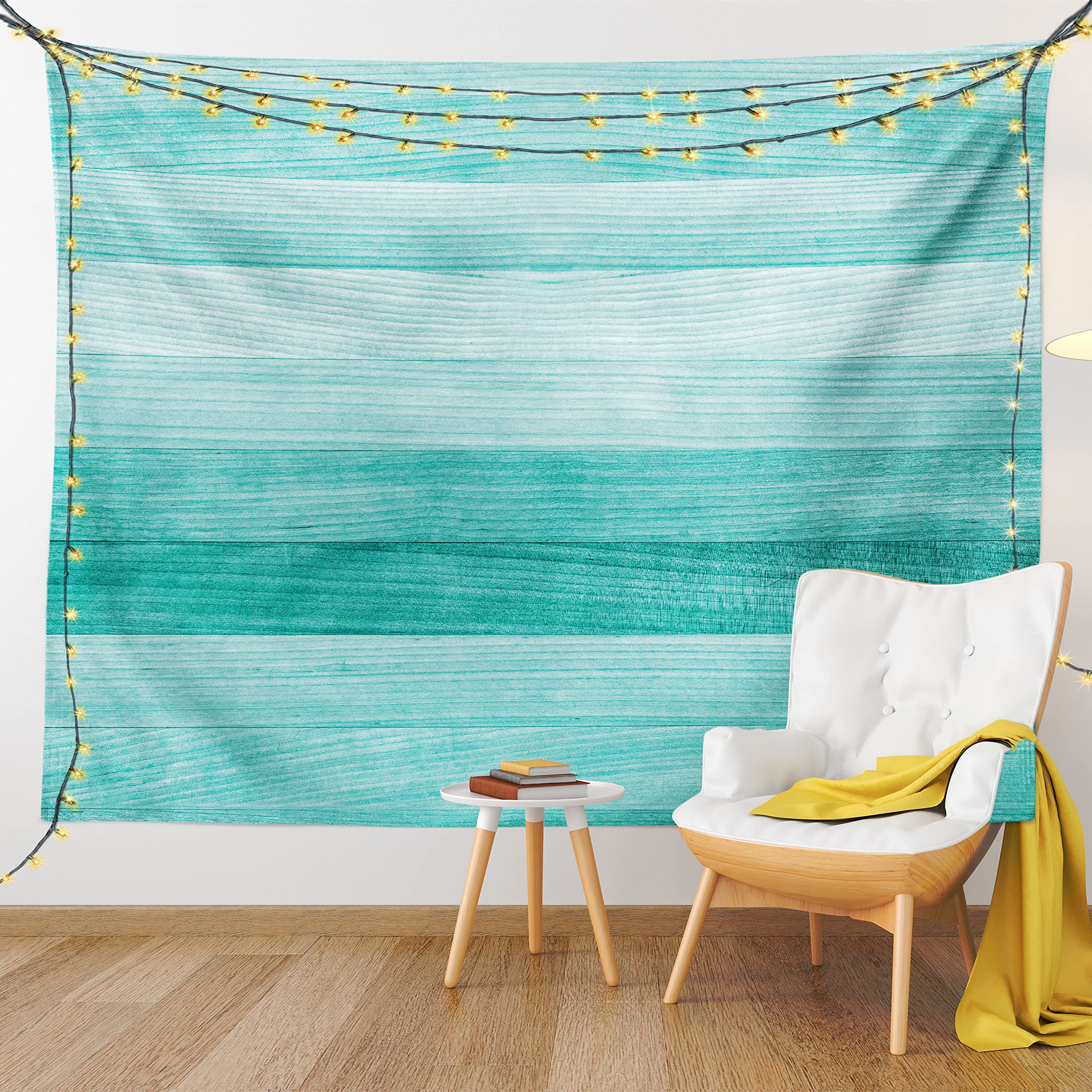 Ambesonne Turquoise Tapestry - Hand-Painted Wood Board Design with Horizontal Lines, Easter Holiday Wall Art Decor for Bedroom, Living Room, Dorm (23