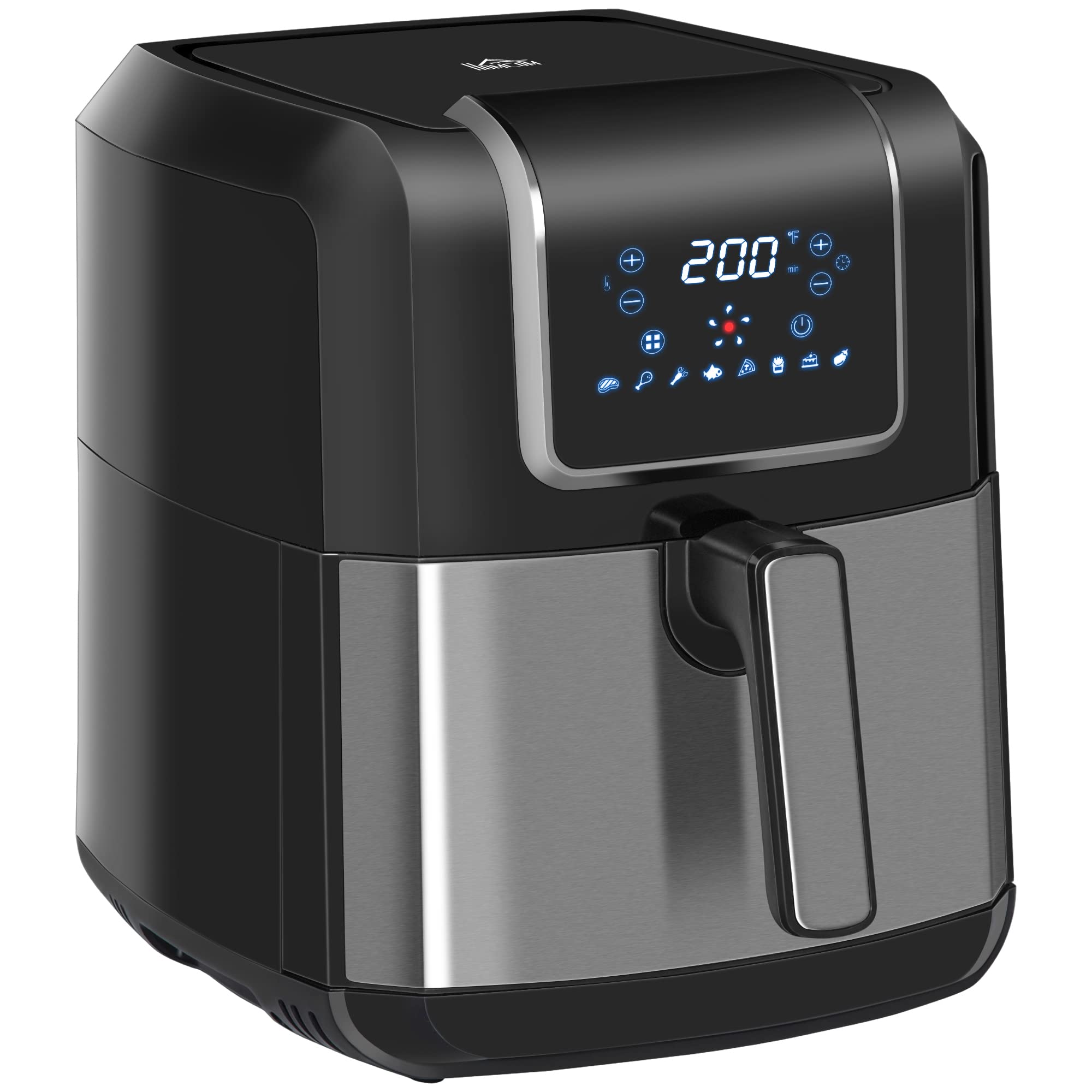 HOMCOM 1700W 6.9QT Digital Air Fryer Oven with 360° Circulation, Adjustable Temp & Timer, Nonstick Basket for Healthy Oil-Free Cooking - Perfect for Family Meals, Snacks & Low-Fat Diets (Black)