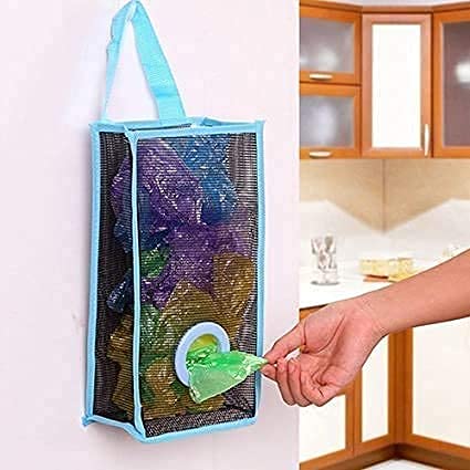 Breathable Wall Mounted Garbage Bags - Reusable Plastic Trash Storage for Kitchen, Bathroom & Garage - Multi Color Hanging Waste Bin Organizer (Pack of 1) - Perfect for Small Spaces & Recycling Stations