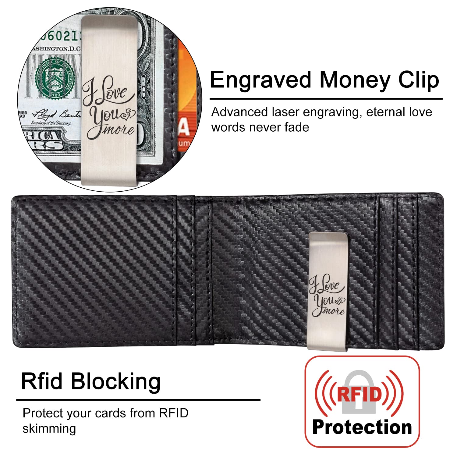 Personalized Leather Wallet for Men - Engraved Slim Bifold with RFID for Husband Gift | Birthday, Anniversary, Christmas Present